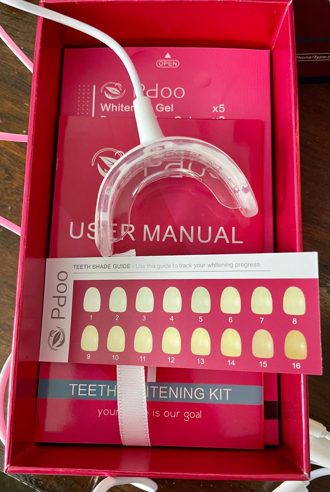 Pdoo Teeth Whitening Kit with LED Light for Sensitive Teeth, Fast Results for Brightening at Home, Teeth Whitening Gel Helps Remove All Kinds of Stains customer photo 1