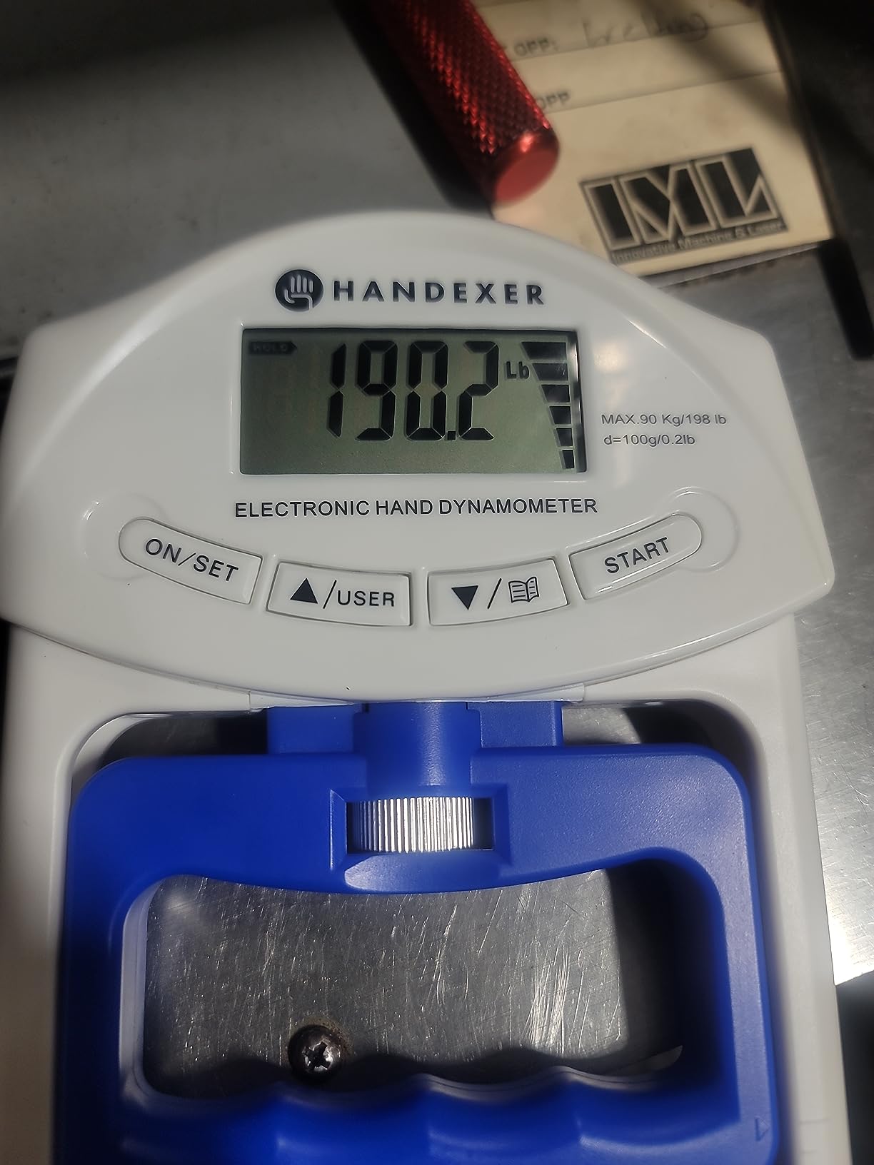 Digital Grip Strength Tester, 198 lb Hand Dynamometer, Blue customer photo 2