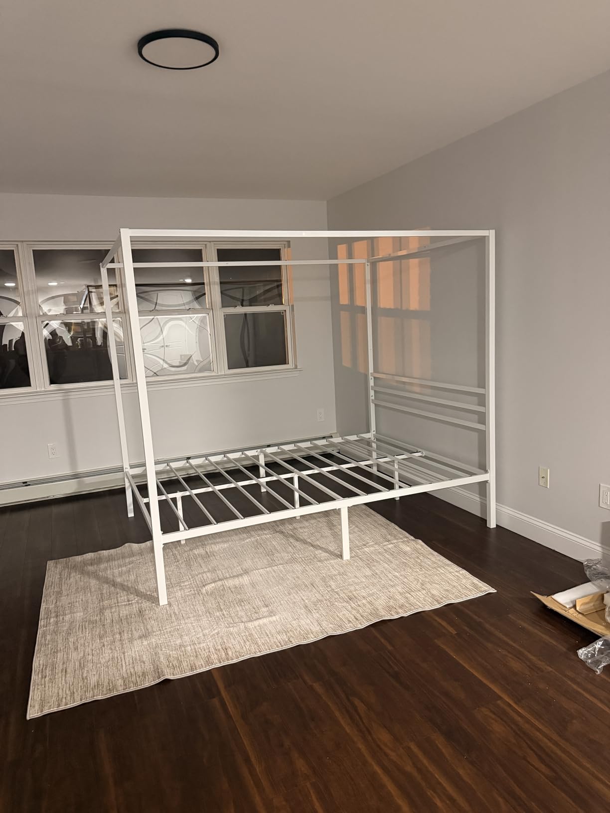 SHA CERLIN Queen Size Canopy Bed Frame with Heavy Duty Metal Slats, Black customer photo 1