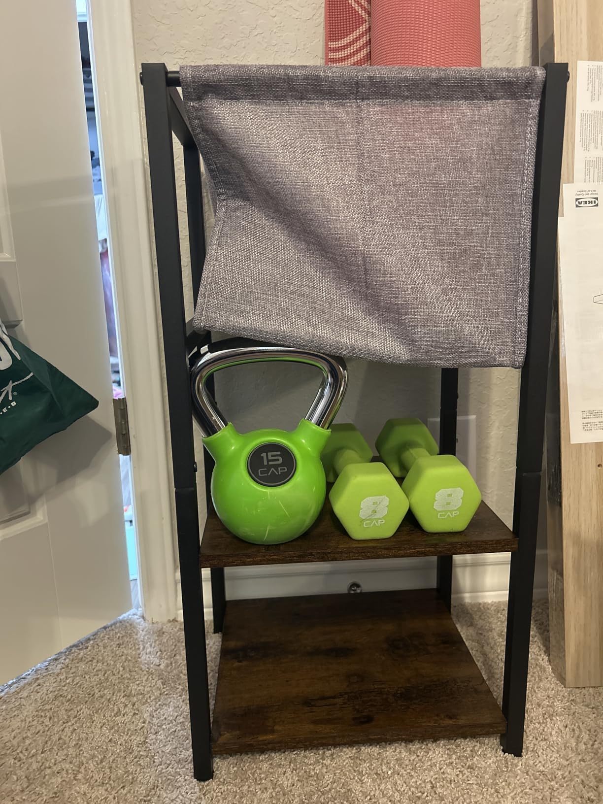 Yoga Mat Storage Rack Home Gym Equipment Workout Equipment Organizer Yoga Mat Holder for Dumbbell,Kettlebell and More Gym Accessories Gym Essentials Women Men Fitness Exercise Equipment Organization customer photo 2