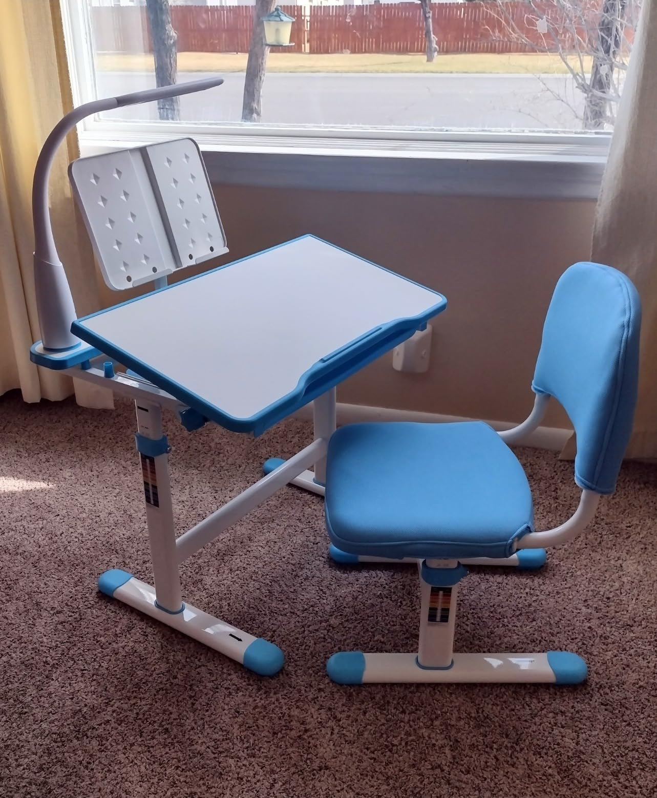 Artist hand Height Adjustable Kids Desk and Chair Set with LED Light,Drawer customer photo 2
