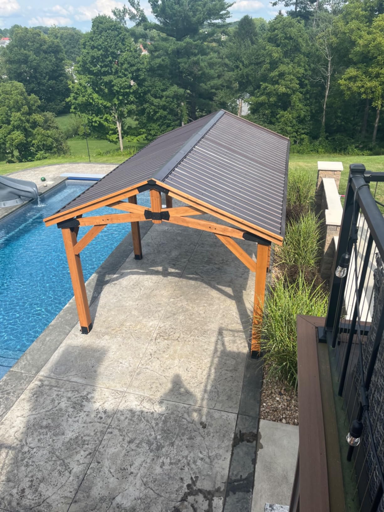 Backyard Discovery Norwood 20 ft. x 12 ft. All Cedar Wooden Carport Pavilion Gazebo with Hard Top Steel Roof customer photo 1