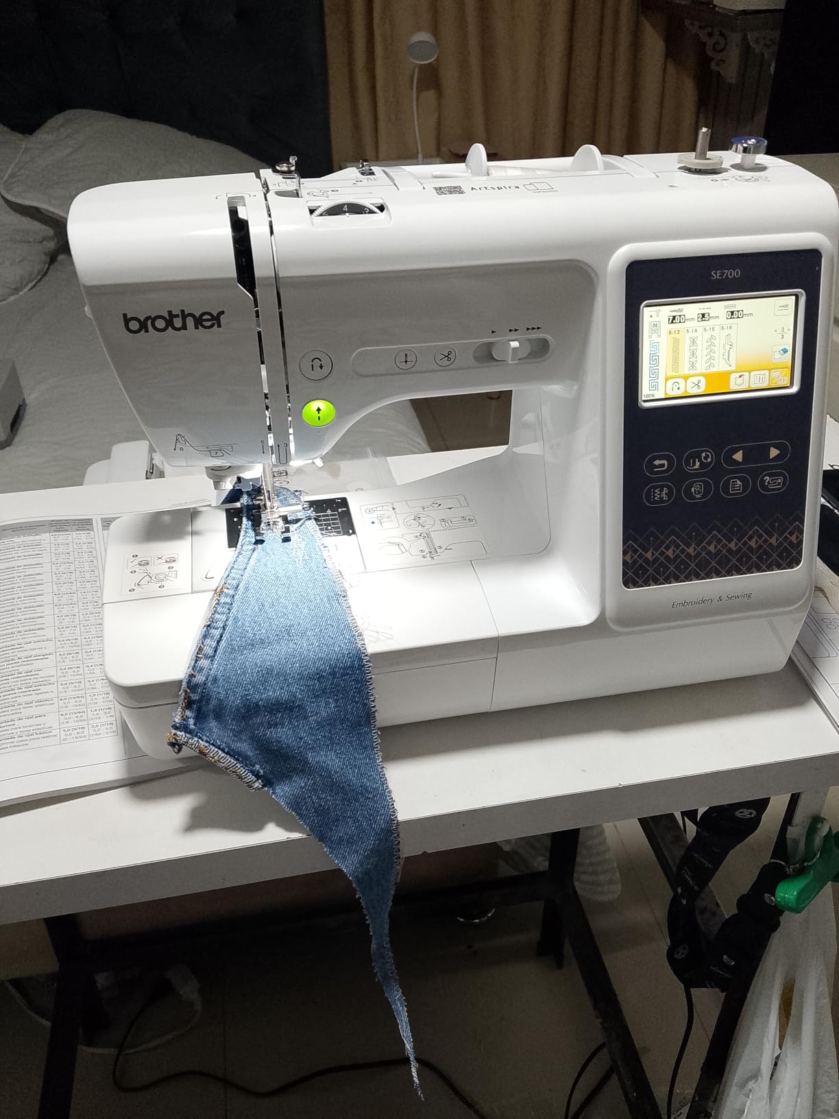 Brother SE700 Sewing and Embroidery Machine, Wireless LAN, 8 included Ft | Advanced & beginner sewing machine, 135 built-in embroidery designs, 103 stitches, 4