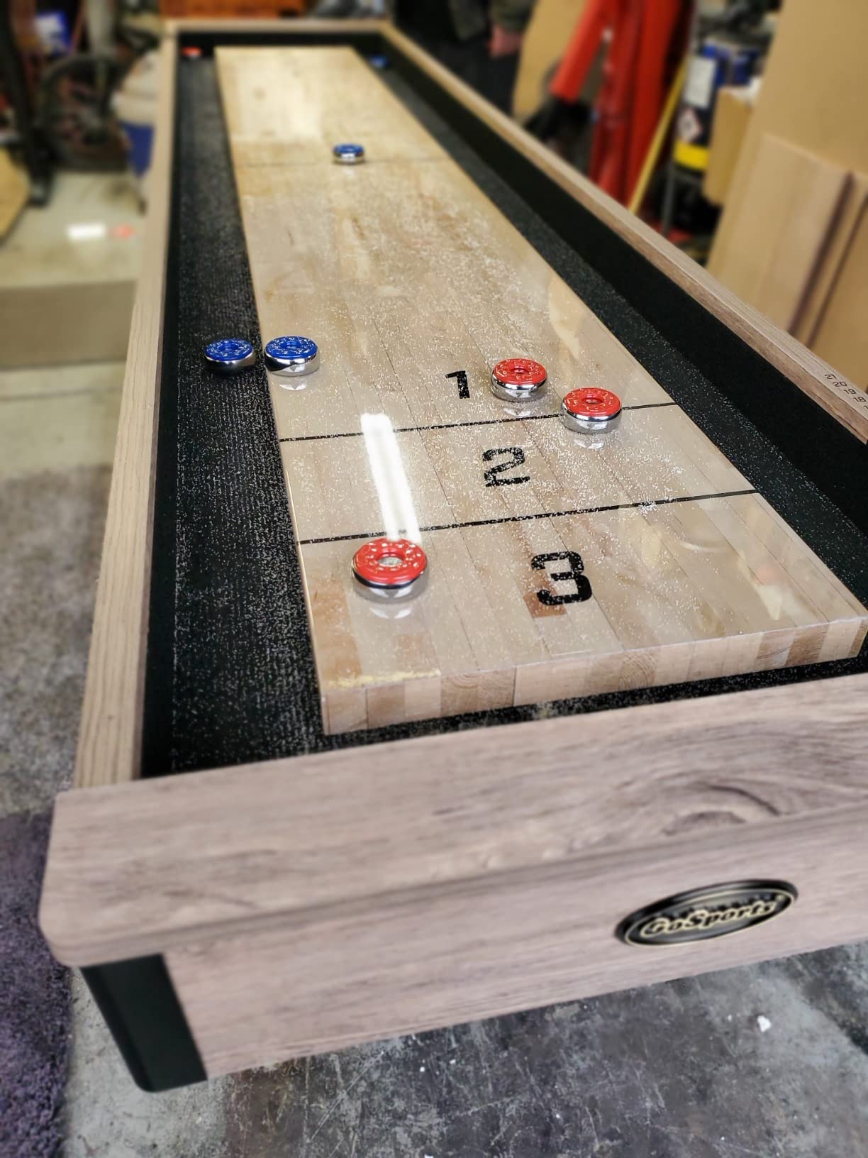 GoSports Premium 9 ft Shuffleboard Table with 8 Pucks, Shuffleboard Wax, and Brush customer photo 1