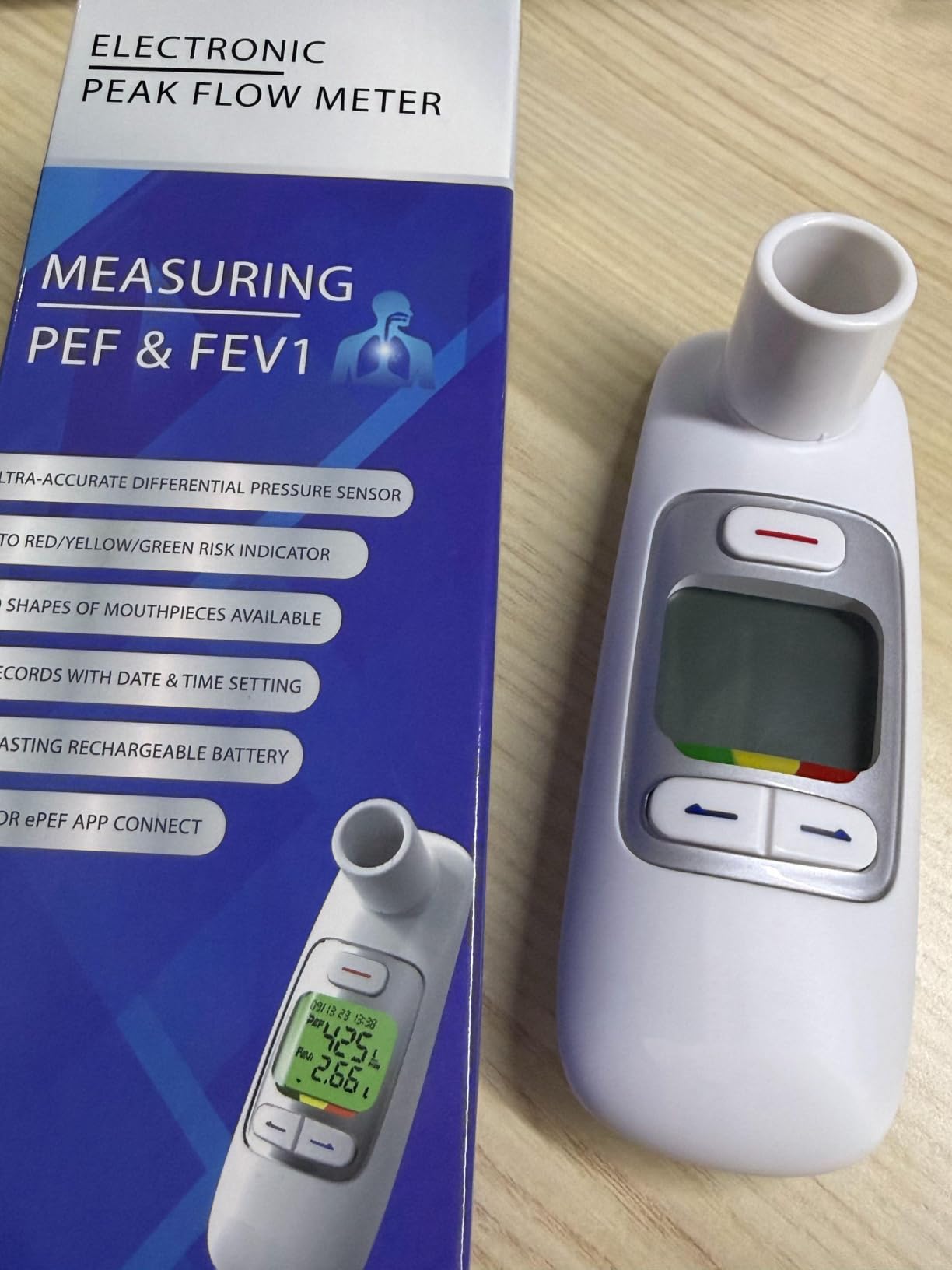 Bluetooth Peak Flow Meter, Digital PEF FEV1 Monitor for Asthma customer photo 2