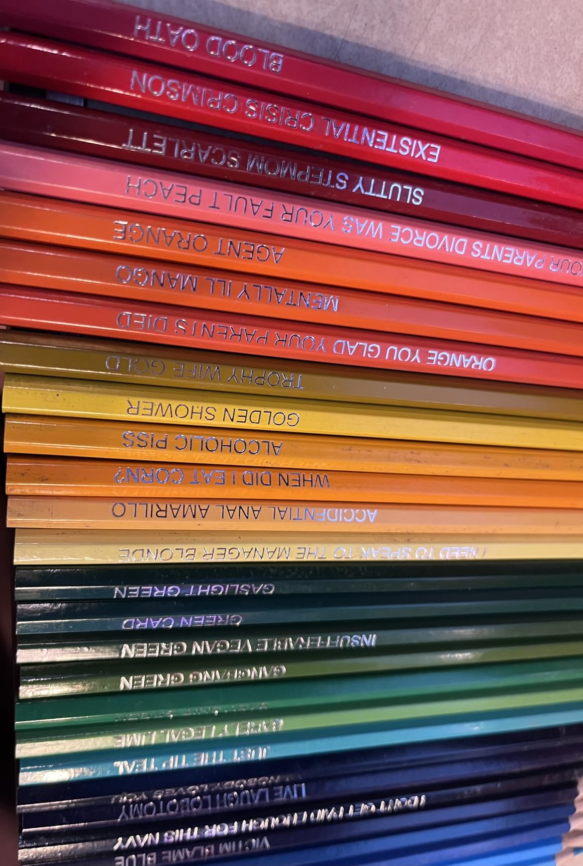48 Funny & Offensive Colored Pencils for Adults - Pre-Sharpened Gag Gift Set for Adult Coloring Books, Cussing, Pranks, and Creative Stress Relief customer photo 1
