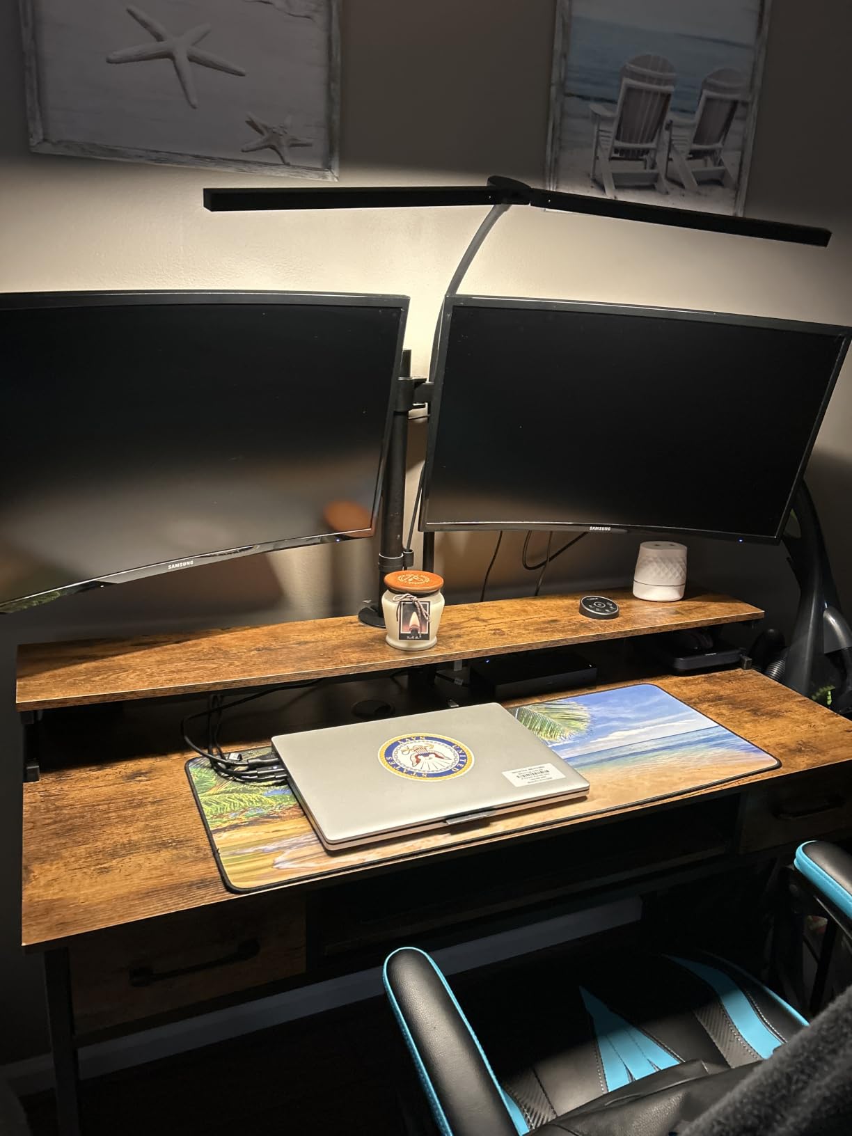 Pzloz Led Desk Lamp for Office Home - Eye Caring Architect lamp with Clamp,Dual Screen Computer Monitor Work Smart Light: 24W 5 Color Flexible Adjustable Lighting Table Lamp for Study Drafting customer photo 1