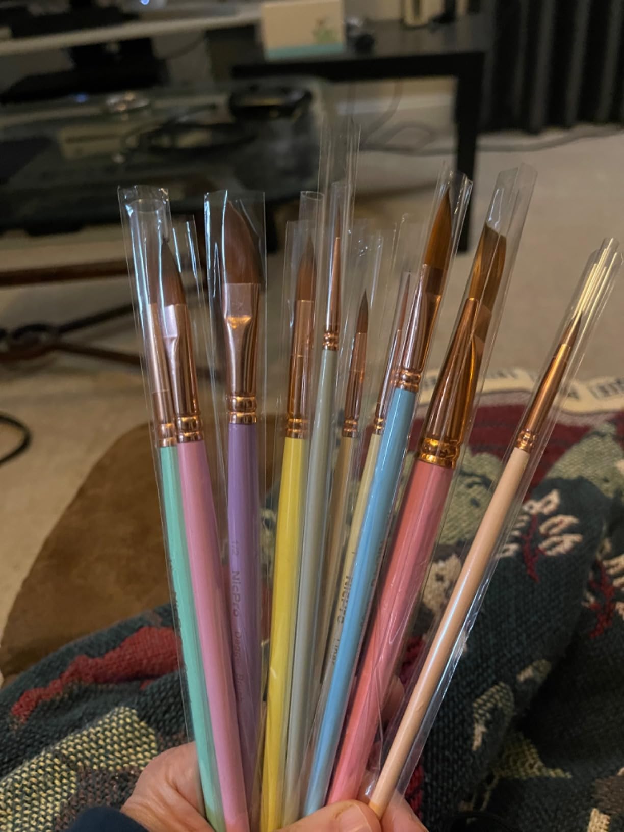 Nicpro 10PCS Watercolor Brushes, Aesthetic Professional Watercolor Paint Brush Set, Water Color Brushes with Round, Cat Tongue, Liner, Dagger, Wash for Artists Beginners Watercolor Inks Gouache customer photo 2
