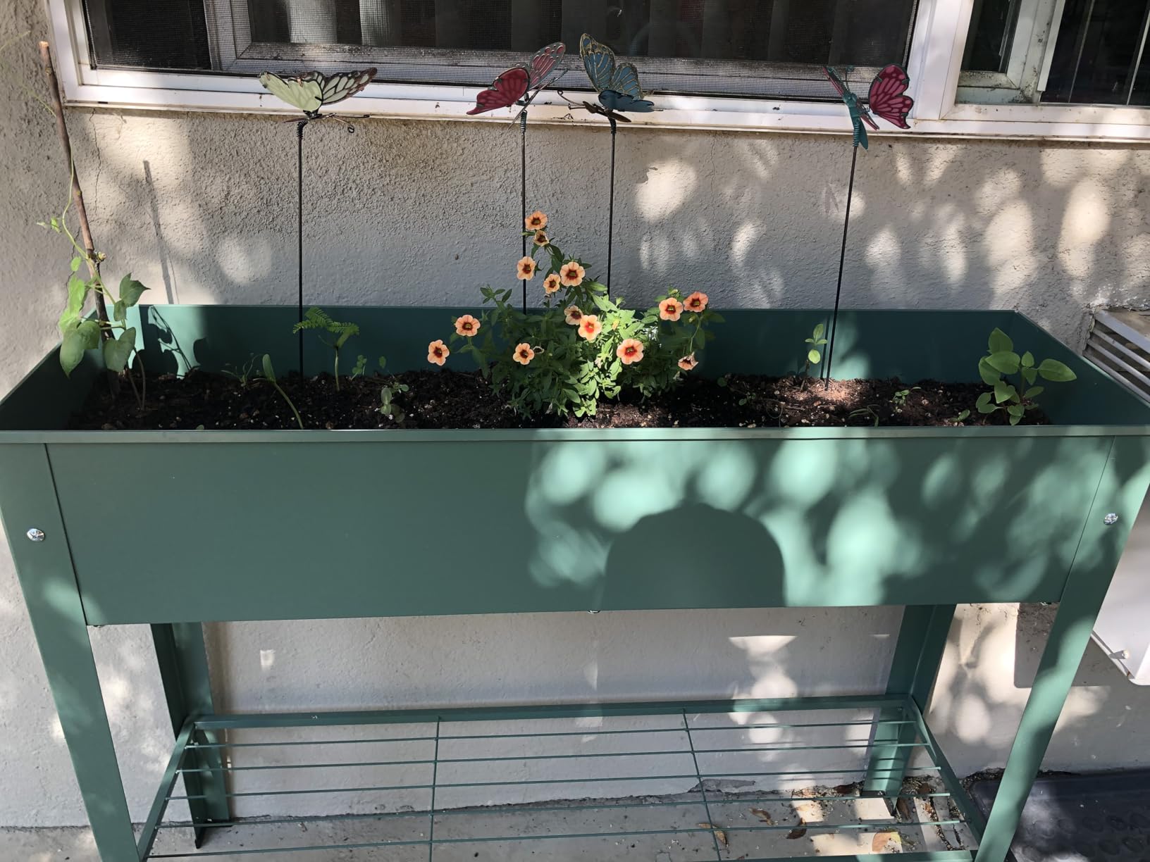 Raised Garden Bed, Elevated Planter Black Metal Plant Box with Legs Standing Garden Stand Drainage Holes Black customer photo 2
