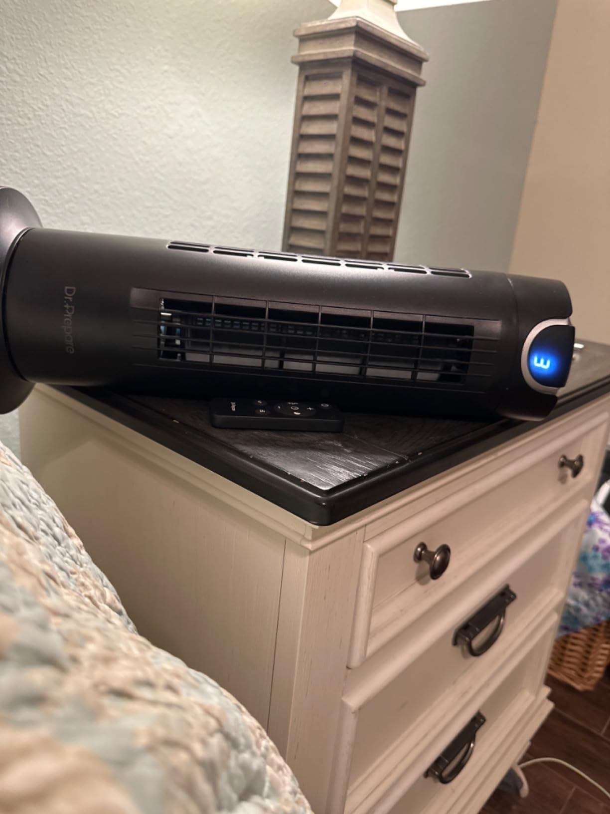 DR.PREPARE Tower Fan for Bedroom, 25 dB Quiet DC Bladeless Fan with Remote, 8 Speeds, 1-8H Timer, 80° Oscillating Fans for Indoors, 16 Inch Portable Desk Table Fans for Room, Home, Office customer photo 1