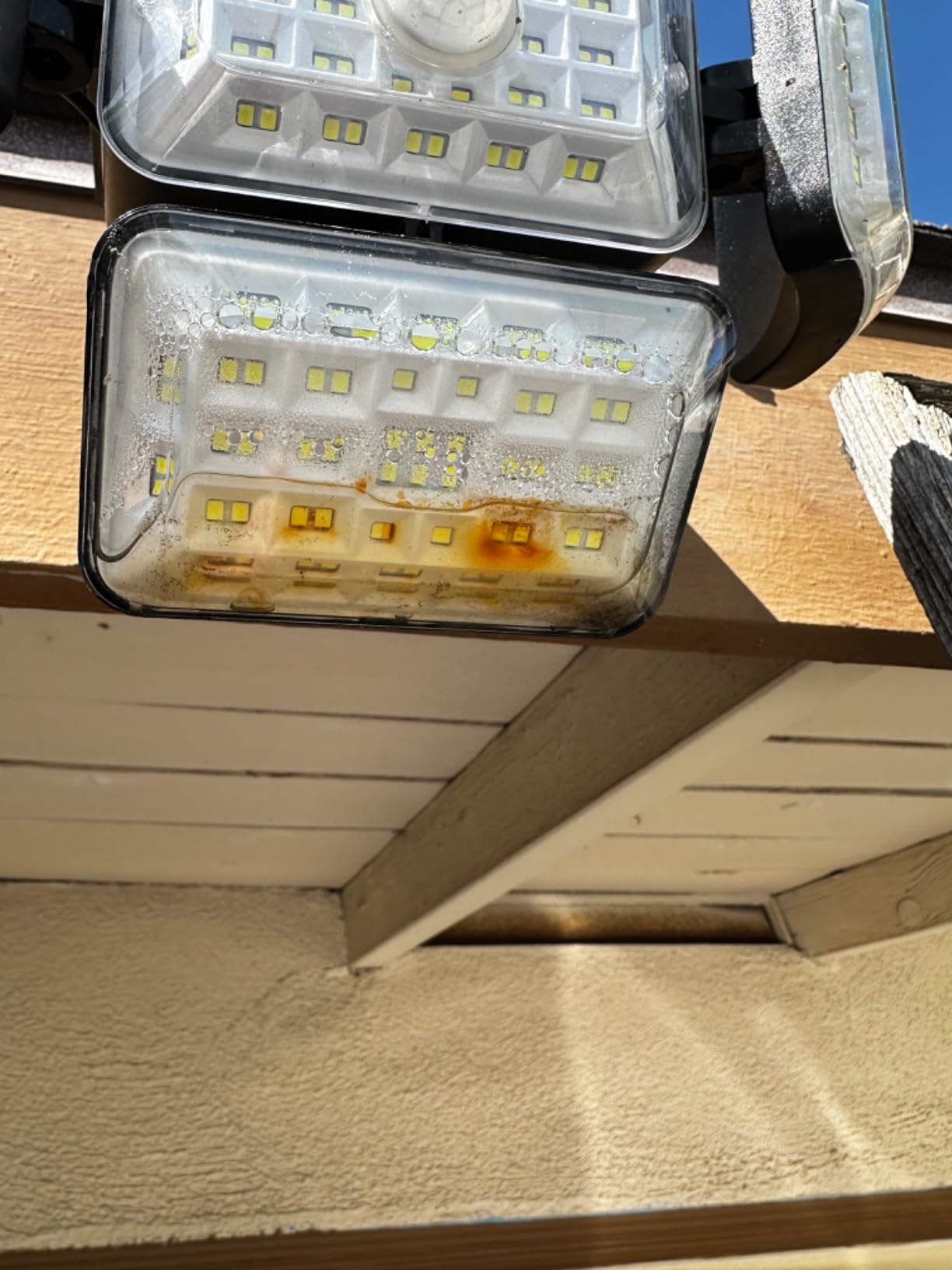 CLAONER Solar Outdoor Lights Motion Sensor 3500LM 288 LED Solar Security Lights with Remote Control IP67 Waterproof 4 Heads Solar Flood Lights with 16.4ft Cable 4 Modes Wall Lights(2 Pack) customer photo 1