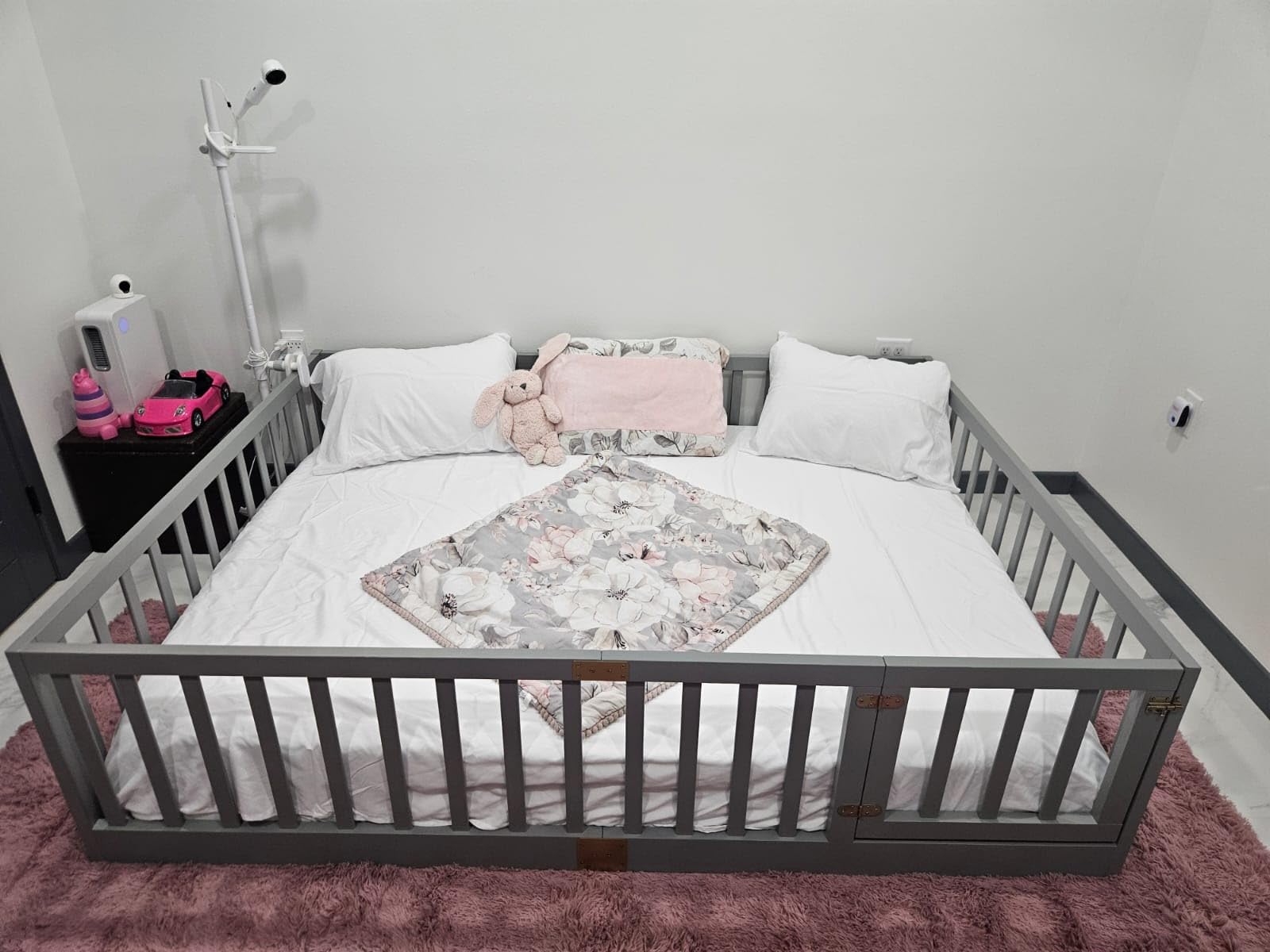 Tatub Twin Montessori Floor Bed with High Rails, Solid Wood Montessori Bed Frame for Kids, Door Can Install Left and Right, Twin-Grey customer photo 2