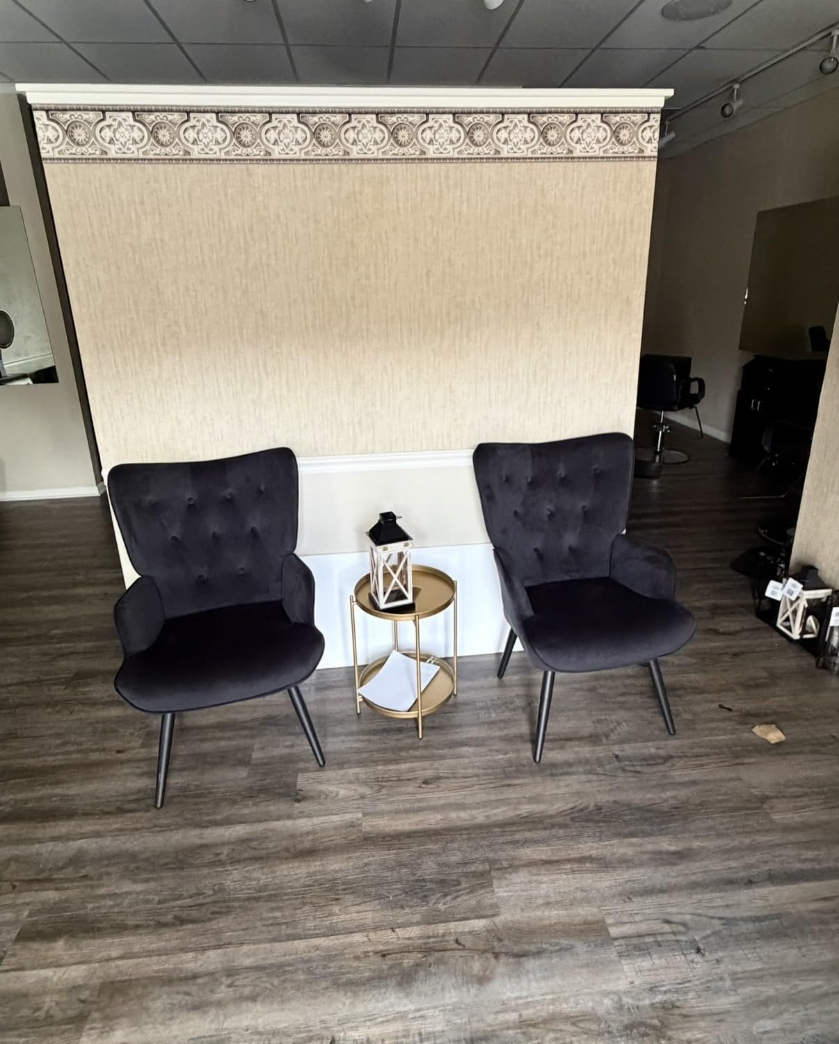 Furniliving PU Leather Accent Chair for Living Room, Upholstered Reading Chair with High Backrest, Tufted-Button Wingback Armchair for Bedroom, Dressing Room, Home Office, Brown customer photo 2
