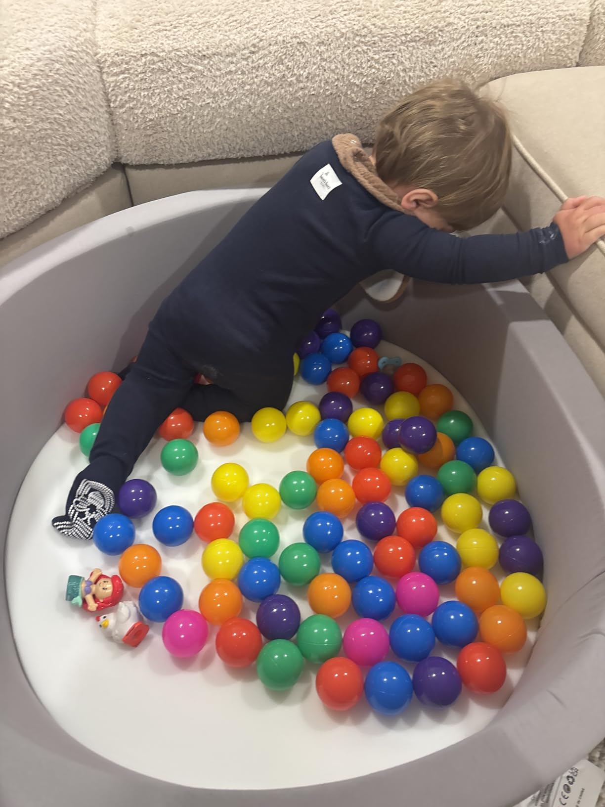 Wilwolfer Foam Ball Pit, Ball Pit for Toddlers, Gray, 100 Rainbow Balls customer photo 2