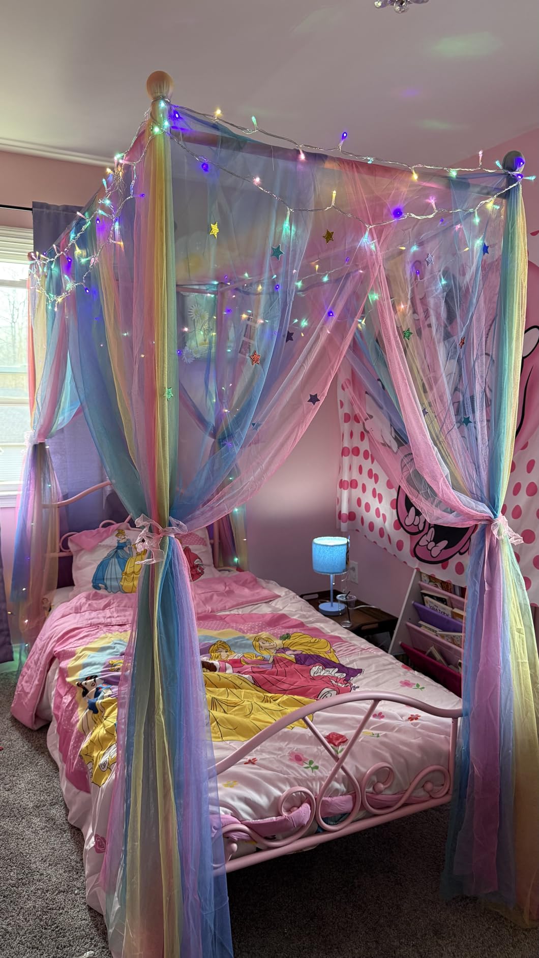 Queen Canopy Bed Frame with 4 Posters, Queen Size Bed for Girls Adults customer photo 1