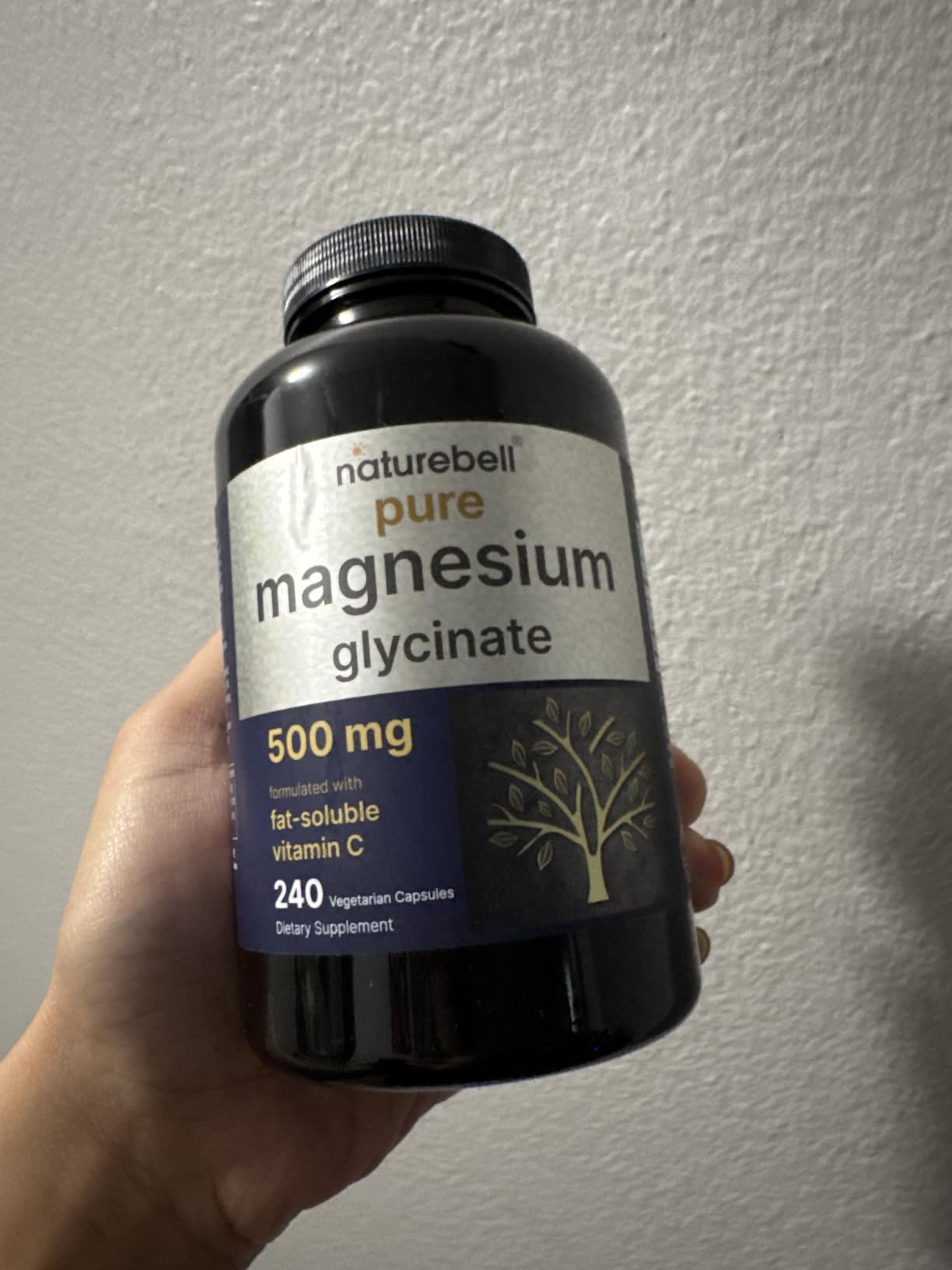 NatureBell Pure Magnesium Glycinate 500mg Per Serving, 240 Veggie Capsules customer photo 2