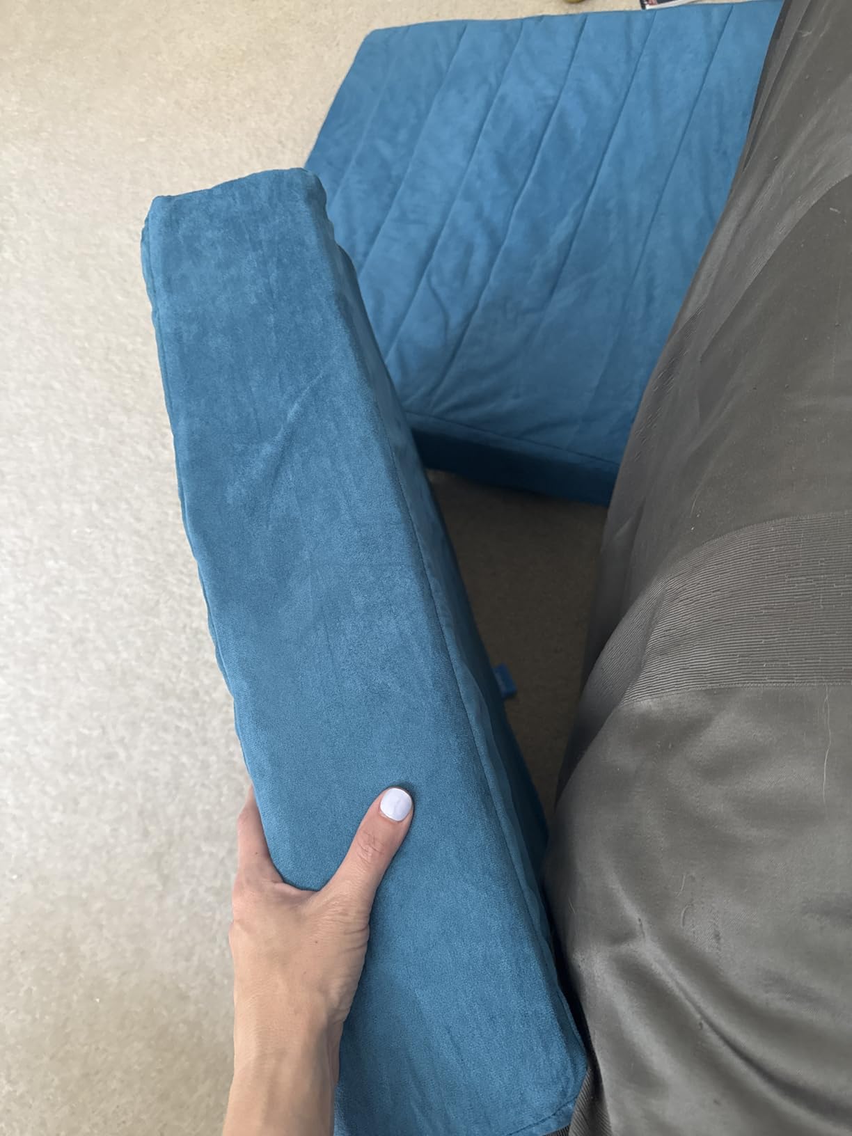 JKMAX 22 inches Floor Pillow for Adults - Large Meditation Cushion with Thick Foam & Soft Tufted Cover - Premium Outdoor Square Floor Cushion Seat - Yoga Pillows for Sitting On Floor - Light Gray customer photo 1