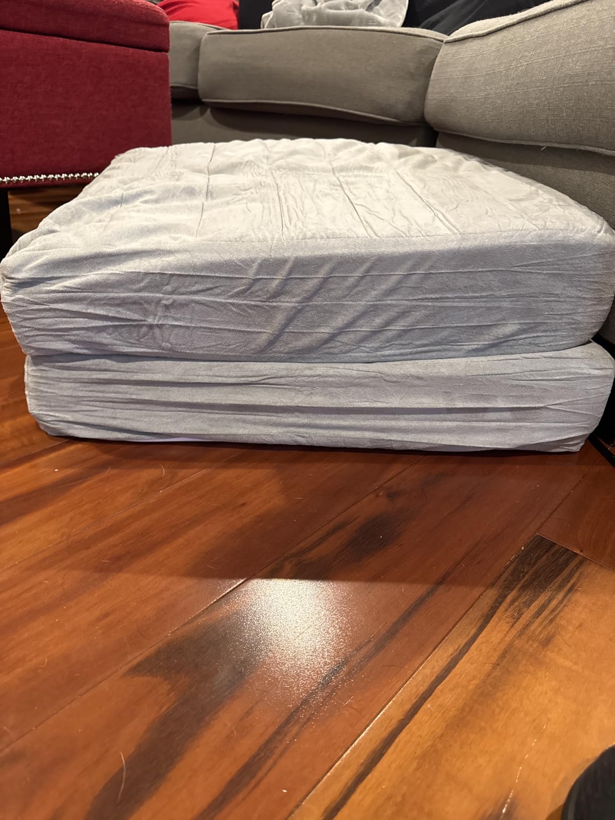JKMAX 22 inches Floor Pillow for Adults - Large Meditation Cushion with Thick Foam & Soft Tufted Cover - Premium Outdoor Square Floor Cushion Seat - Yoga Pillows for Sitting On Floor - Light Gray customer photo 2