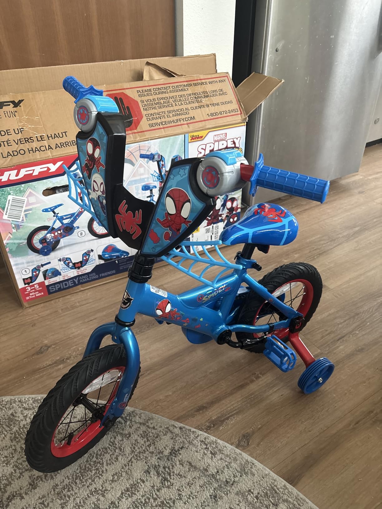 Huffy Disney and Marvel 12/16 Inch Boys Bikes, Multiple Color Options | Spider-Man, Lightning McQueen, Spidey and His Amazing Friends, Removable Training Wheels, EZ Build Assembly, Children customer photo 2