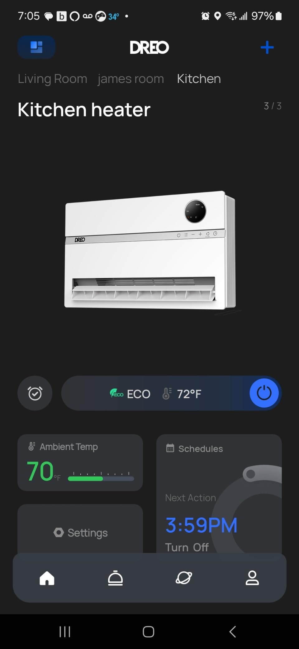 DREO Smart Wall Heater, 1500W Space Heater for Bedroom, White, ALCI Plug customer photo 1