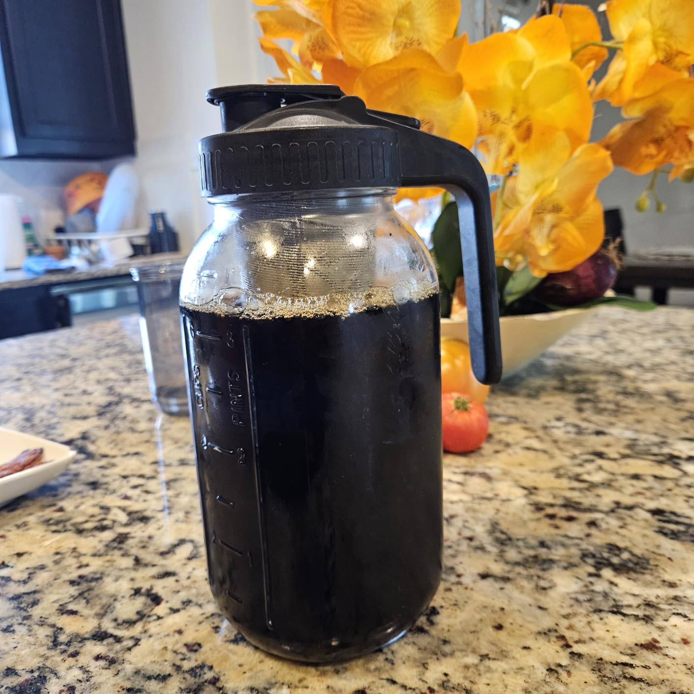 Cold Brew Coffee Maker, 64 oz Mason Jar Pitcher with Stainless Steel Filter, Pour Spout Handle Lid, Airtight & Leak-Proof for Iced Coffee,Tea & Lemonade customer photo 2