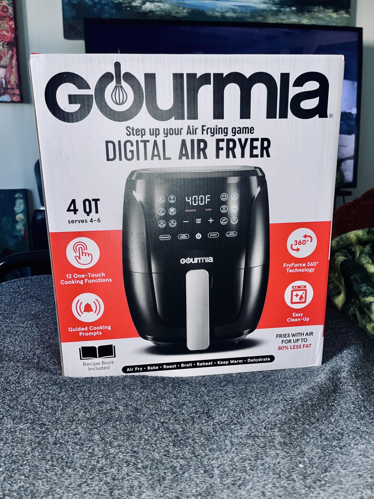 Gourmia Air Fryer - 4 Qt Basket Capacity, 12 Cooking Presets, Black customer photo 2