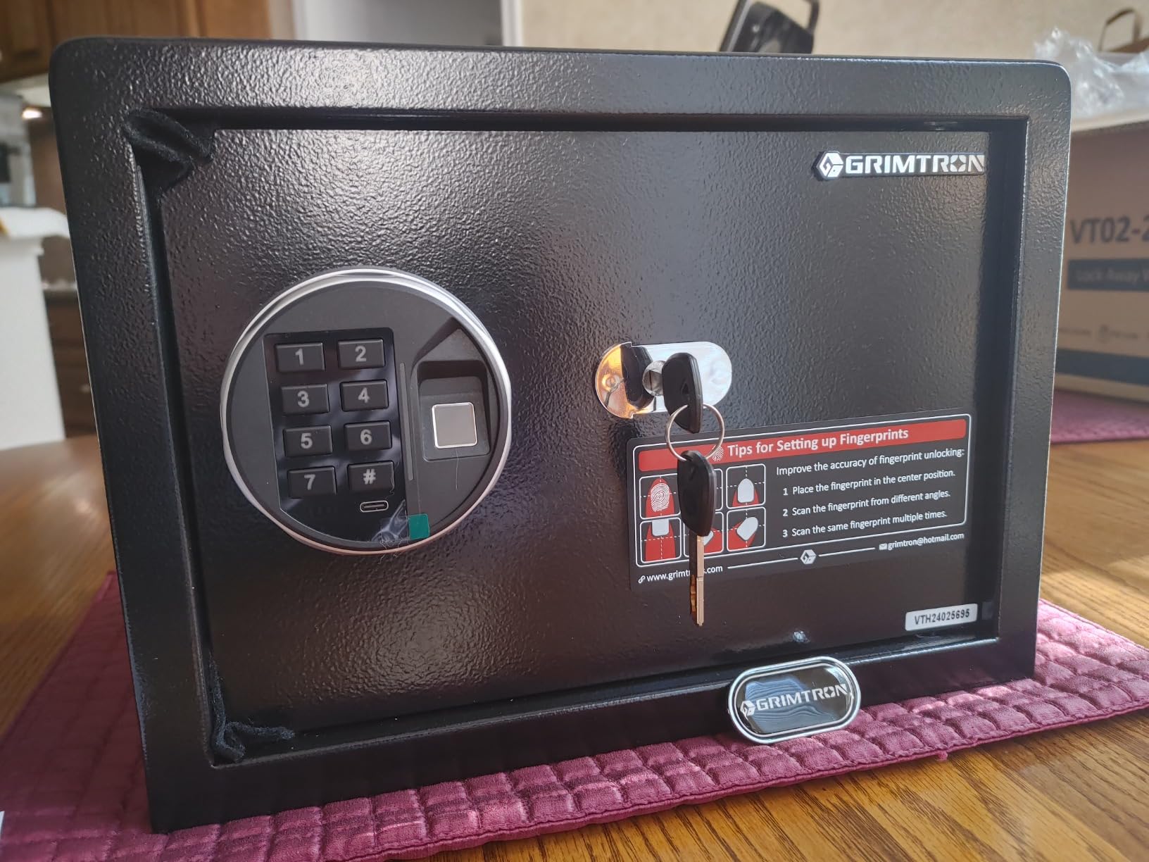 Grimtron 20LB Biometric Safe with Fingerprint Lock, 3-8 Digit PIN customer photo 1