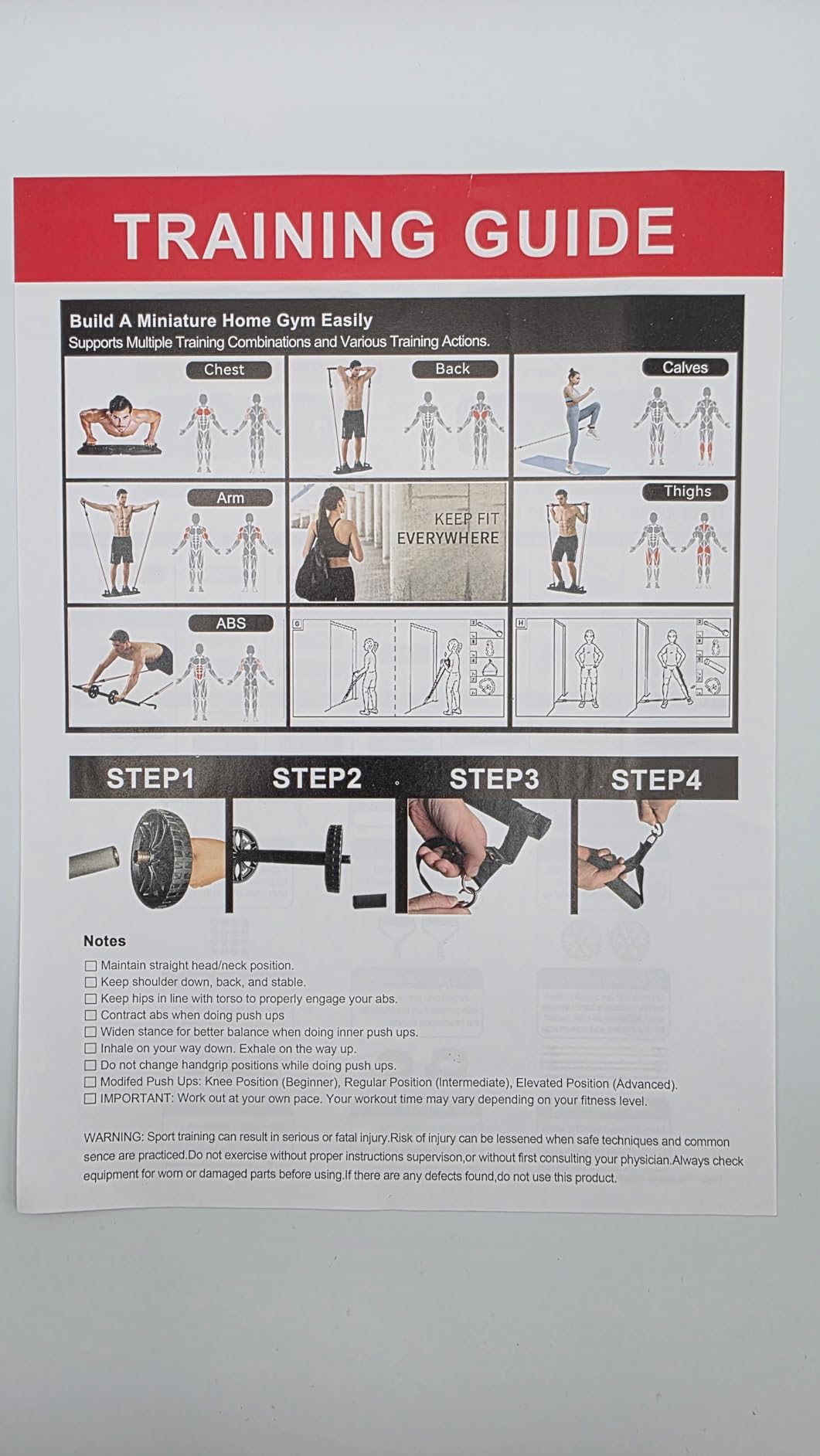MQRW Push Up Board,Home Gym,Portable Exercise Equipment,Pilates Bar and 20 Fitness Accessories with Resistance Bands and Ab Roller Wheel,Full Body Workout at Home customer photo 1