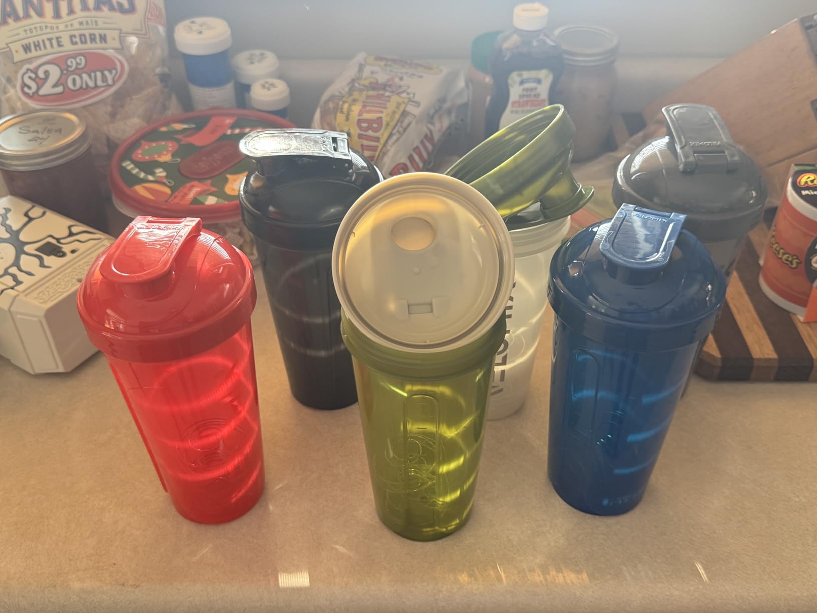 VELOMIX 6 Pack 28oz Protein Shaker Bottle for Protein Mixes, Earth Tones customer photo 2