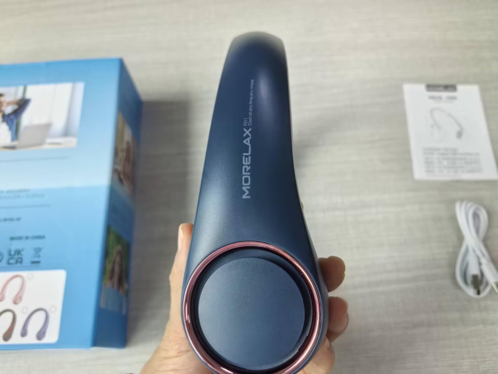 Morelax Neck Fan, USB Rechargeable Personal Fan,Hand Free Bladeless Portable Fans,4000 mAh, 3 Speeds,72 Air Faster softer 360° Cooling, Ultra Quiet,Gift Suitable for Home, Office, Travel, Sports customer photo 1