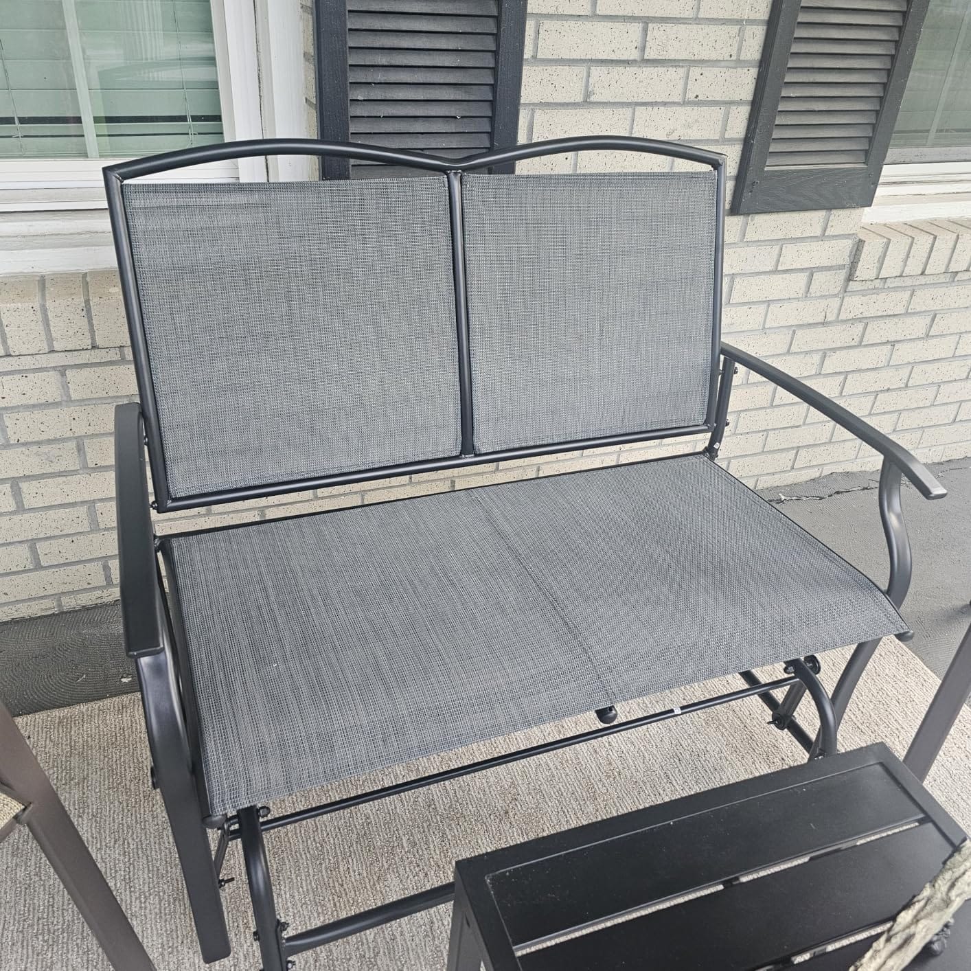 Best Choice Products 2-Person Outdoor Patio Swing Glider Steel Bench Loveseat Rocker for Deck, Porch w/Textilene Fabric, Steel Frame - Taupe customer photo 1