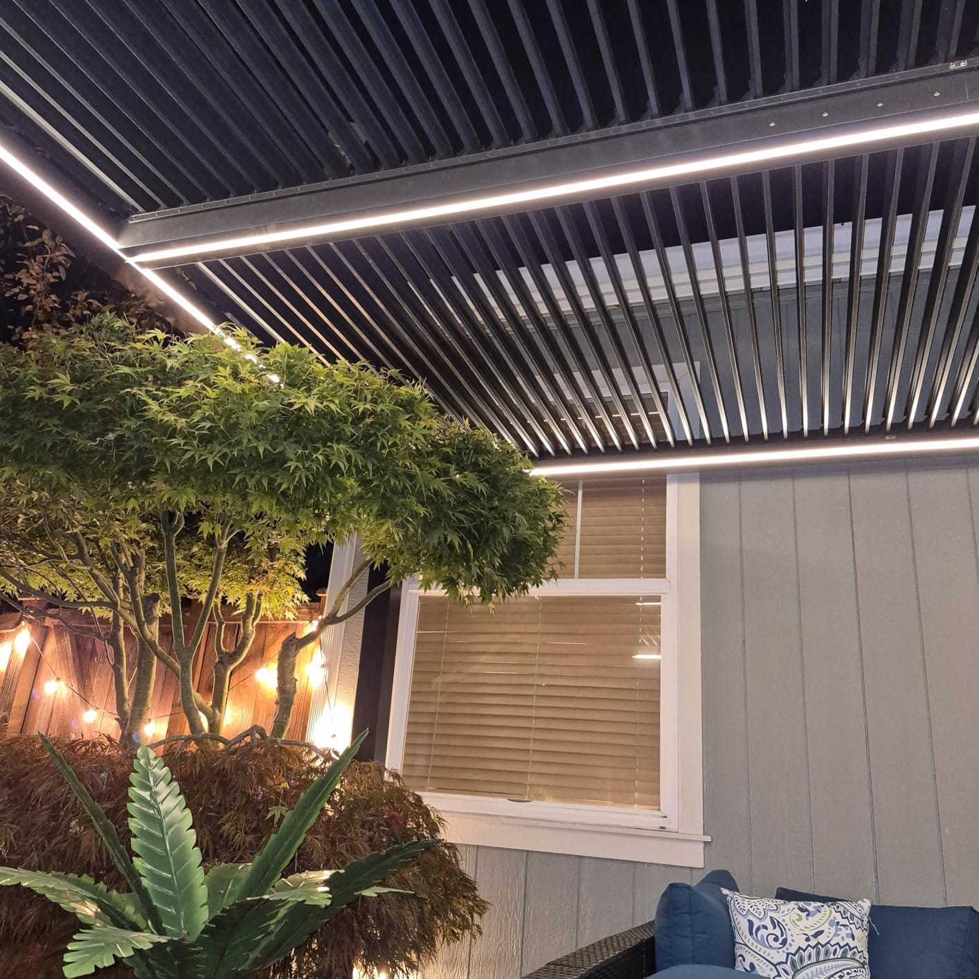 PURPLE LEAF Louvered Pergola 12' x 12' 94AS w/ 3S Side Shade Screen Gray customer photo 2