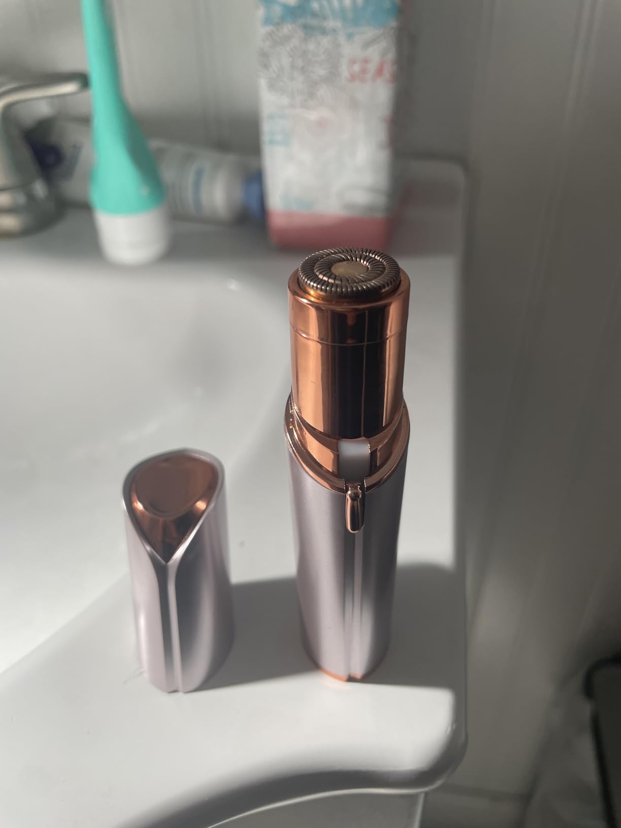 Facial Hair Remover for Women - as Seen on TV Painless Face Shaver - Electric Hair Removal Device for Face Lips Peach Fuzz with Light (Rose Gold) customer photo 2