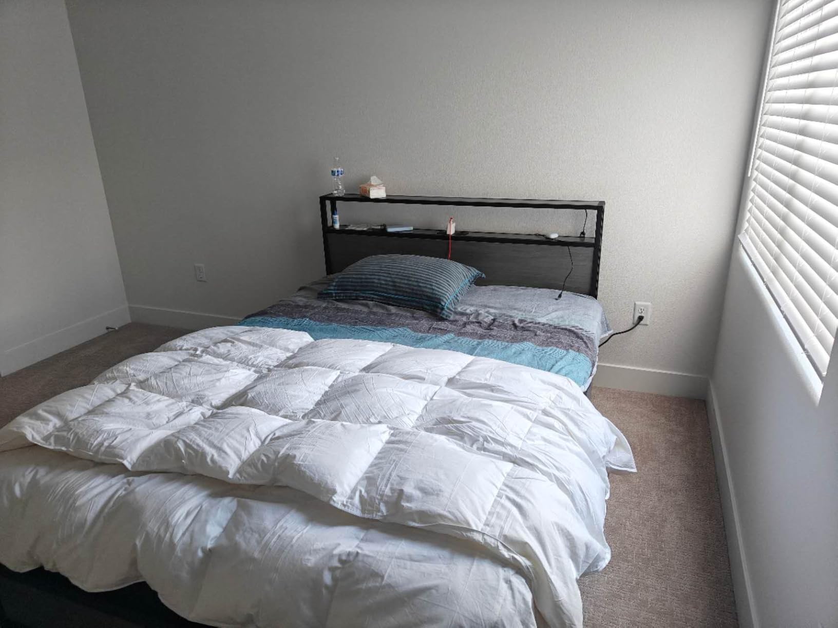 Lifezone Queen Bed Frame with 2-Tier Storage Headboard, Metal Platform Bed Frame with 4 Storage Drawers, Built in Charging Station & LED, Noise-Free/Metal Support/No Box Spring Needed, Rustic Grey customer photo 1