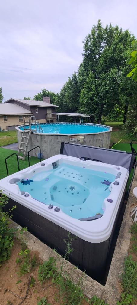 Destination Outdoor Hot Tub, 6-Person 59-Jet 80-Port 4-Pump Non-Lounger Spa with Waterfall Arch and Bluetooth Stereo by Aqualife by Strong Spas, Grey customer photo 1