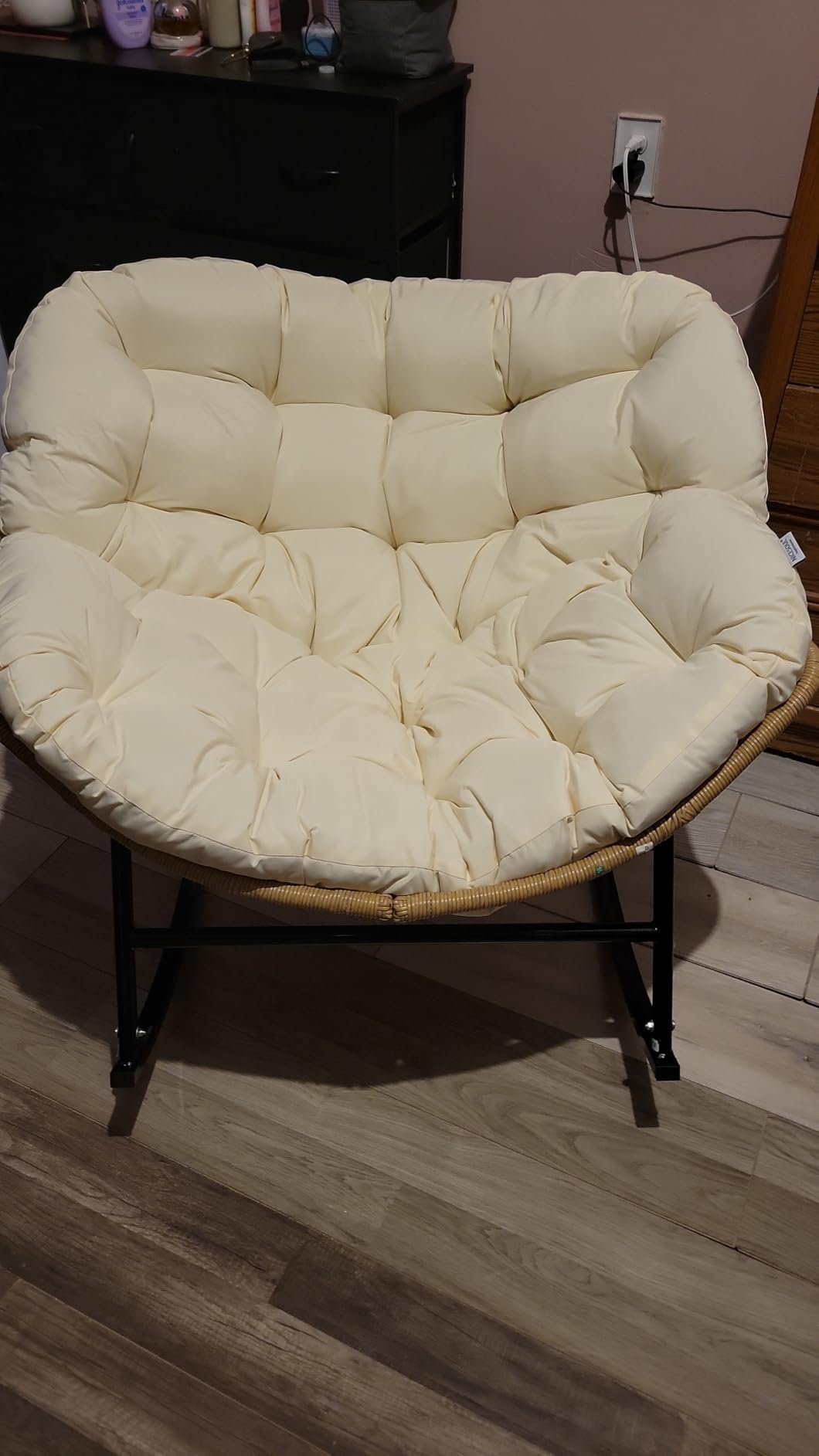 BULEXYARD Outdoor Papasan Rocking Chair, Oversized Egg Patio Lounge Chair customer photo 2