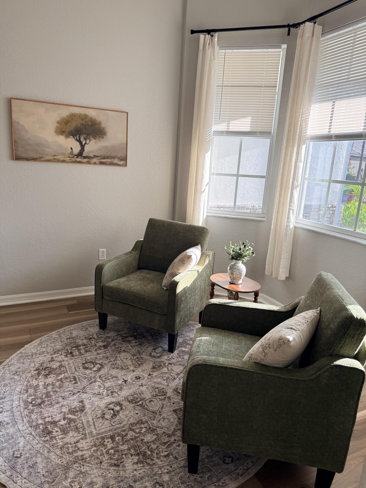 VINGLI Light Brown Accent Chair, Upholstered Armchair for Living Room customer photo 2