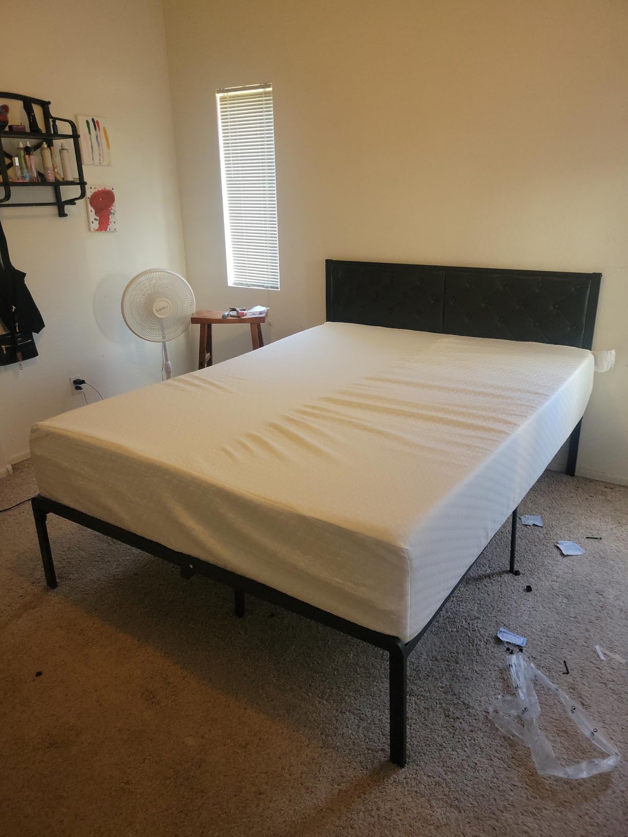 Fluest Queen Bed Frame with Headboard PU Leather Upholstered Bed Frame Platform,All Metal Slats Support Platform Bed Frame with Storage Space,Easy Assembly,Noise Free,No Box Spring Needed,Black customer photo 1