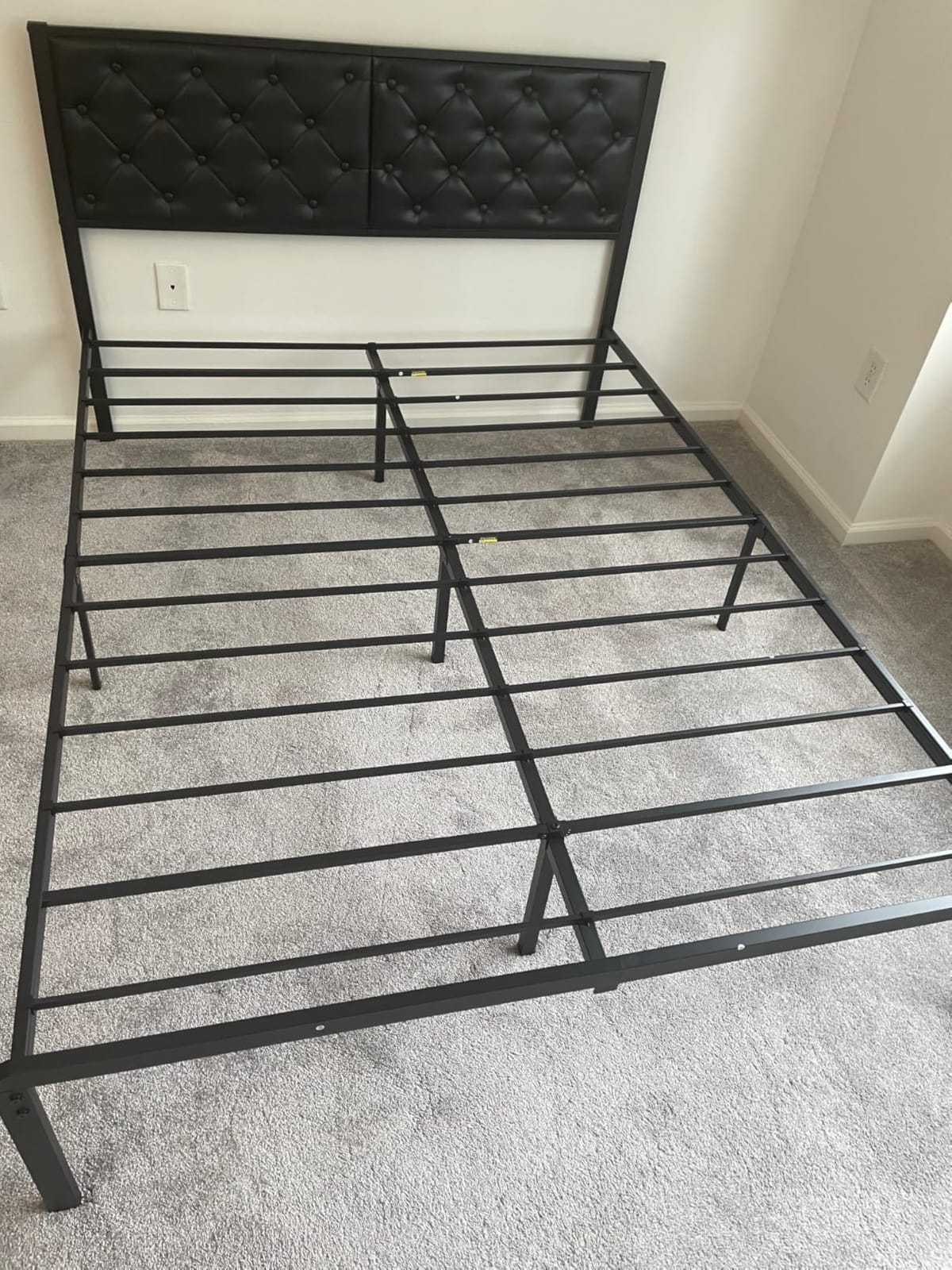 Fluest Queen Bed Frame with Headboard PU Leather Upholstered Bed Frame Platform,All Metal Slats Support Platform Bed Frame with Storage Space,Easy Assembly,Noise Free,No Box Spring Needed,Black customer photo 2