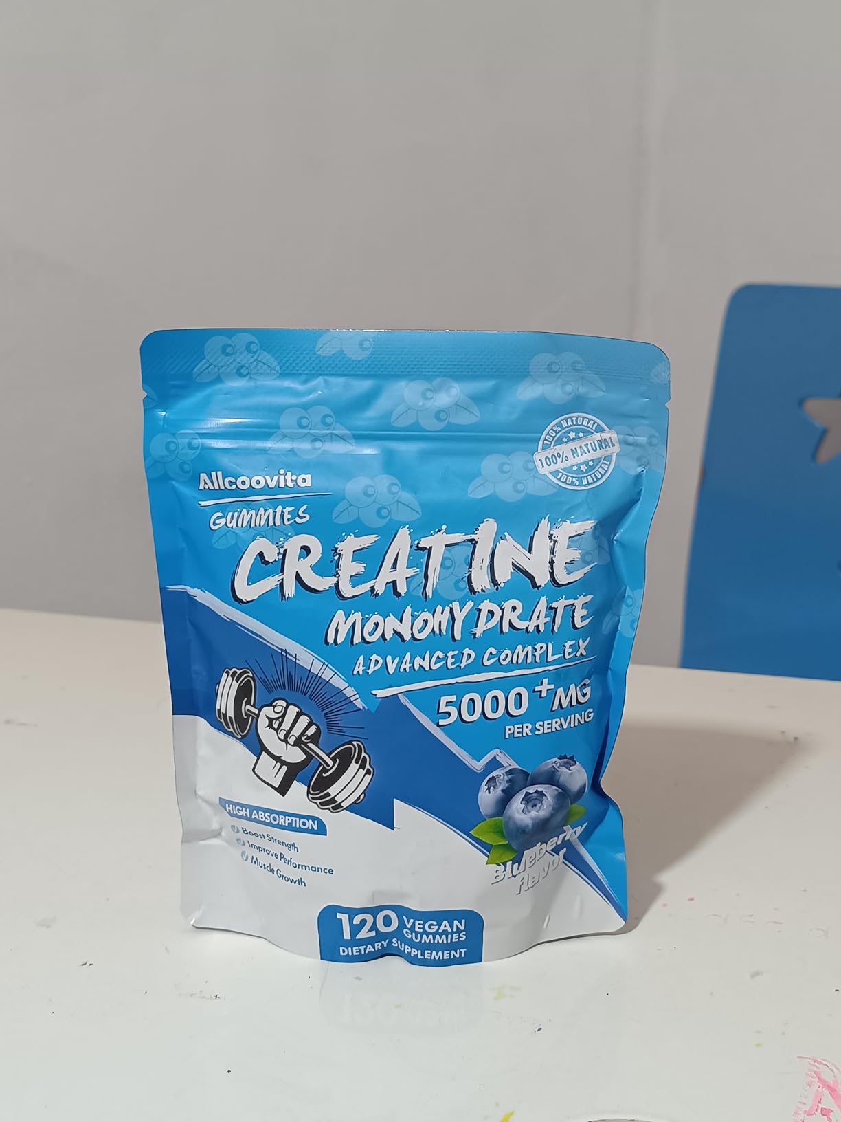 NSF Certified Creatine Gummy - Creatine Monohydrate Gummies 5000mg for Men & Women -120 Gummies Advanced Formula, Muscle Strength, Muscle Builder, Energy Boost, Pre-Workout Supplement-Blueberry customer photo 1