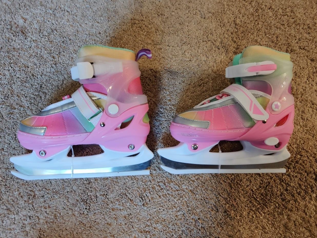 Adjustable Ice Skates for Kids Boys Girls, Blades Iceskates Ages 3-12, Pink, Purple, Black, Blue Warm Ice Skating Shoes for Outdoor and Rink customer photo 2