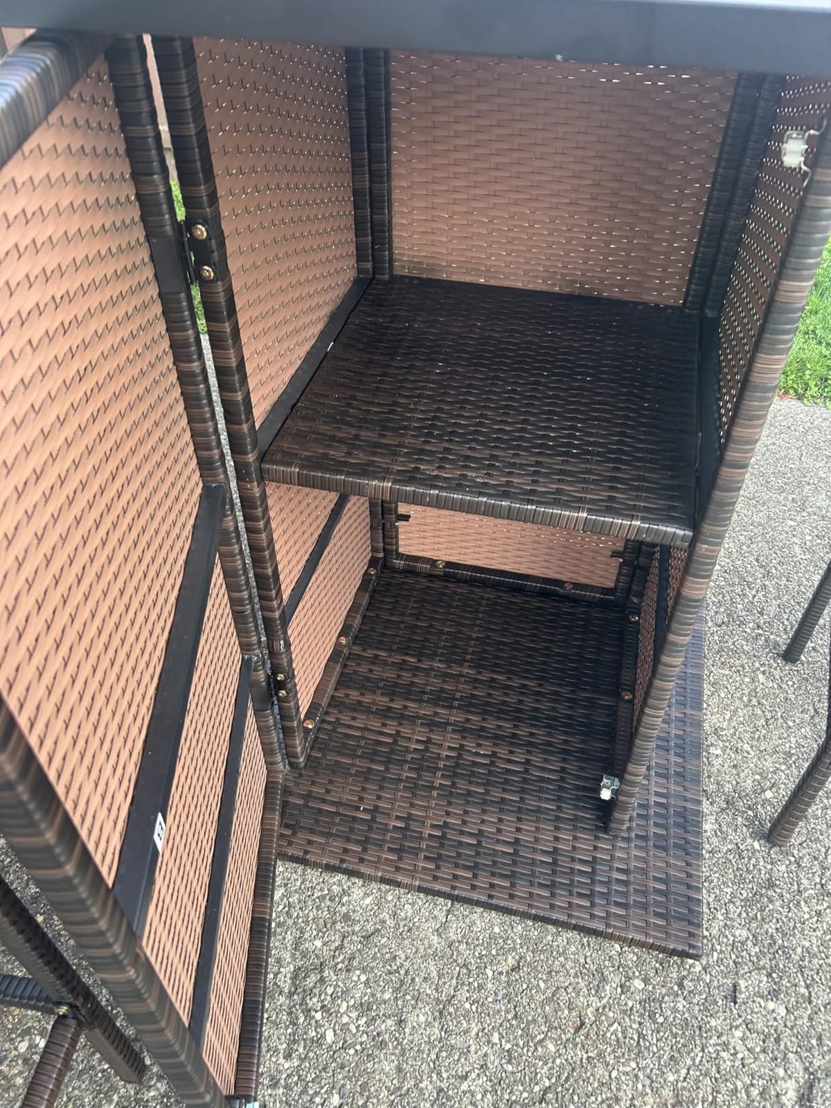 Tangkula 3 Piece Patio Bar Set, Outdoor Rattan Bar Table and 2 Stools with Tempered Glass Tabletop, 2-Tier Storage, Removable Cushions, Outside Wicker Conversation Set customer photo 2