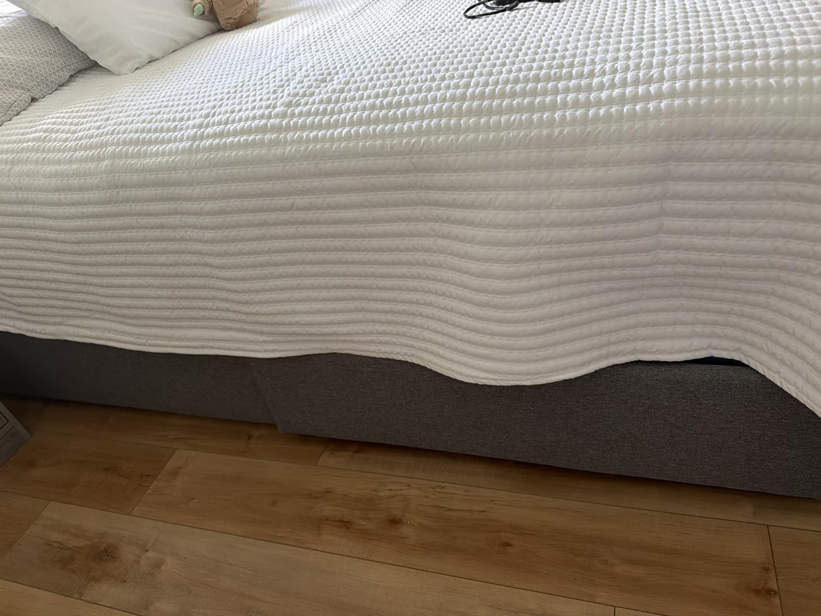 Allewie Full Size Storage Bed Frame with 4 Underbed Drawers, Upholstered Platform Bed with Adjustable Headboard, Square Button Tufted, Easy Assembly, Noise-Free, No Box Spring Needed, Beige customer photo 2
