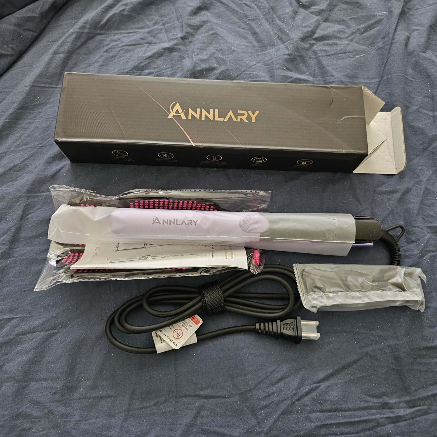 Annlary Hair Straightener 1 Inch Flat Iron and Curler 2 in 1 Titanium Ceramic Ionic Dual Voltage Straightener with Heat-Resistant Silicone, for Less Frizz, Shinier & Smoother customer photo 1