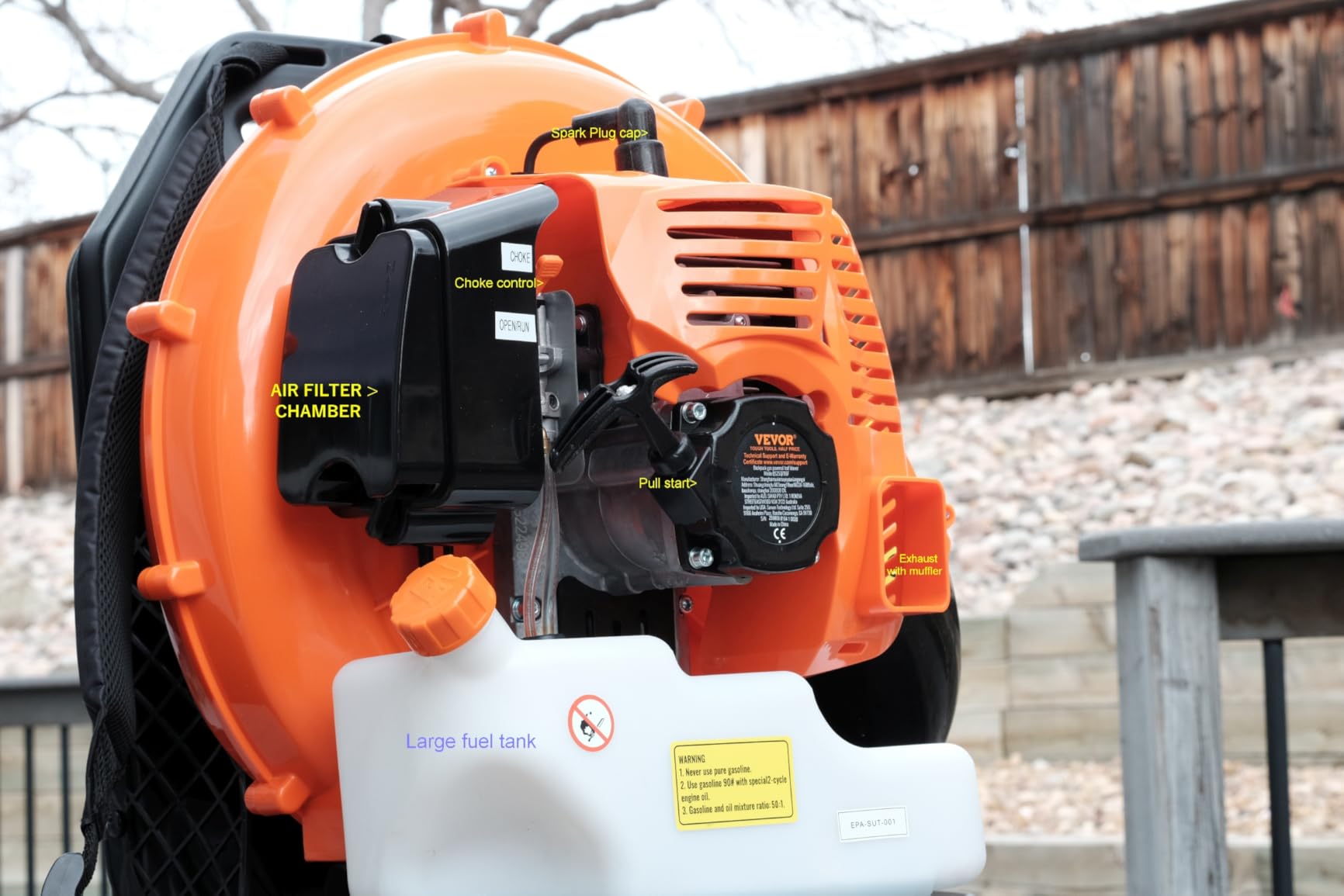 VEVOR 63CC Gas Backpack Leaf Blower, 2-Cycle 1110CFM 220MPH customer photo 1