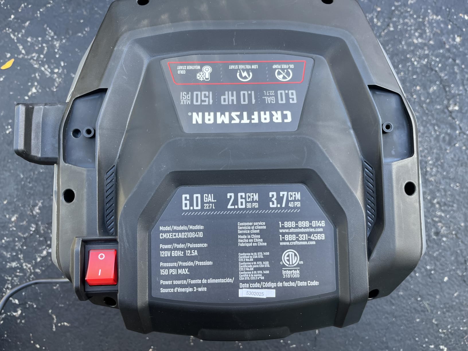 CRAFTSMAN 6 Gallon 150 PSI Oil-Free Pancake Air Compressor CMXECXA02106410 | 2.6 SCFM at 90 PSI with Dual Couplers for Nailers, Tire Inflation, and Woodworking customer photo 2