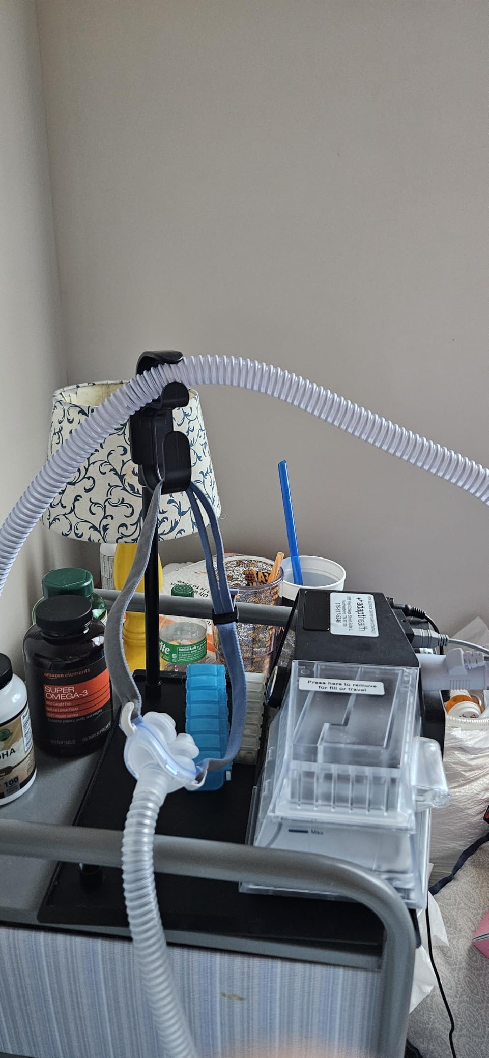 CPAP Protector Mat & CPAP Hose Holder - Bedside Organizer with Retractable CPAP Hook for CPAP Mask & Tubing, Keeps CPAP Supplies Neat and Tidy, Enhances Sleep Quality (Black) customer photo 2