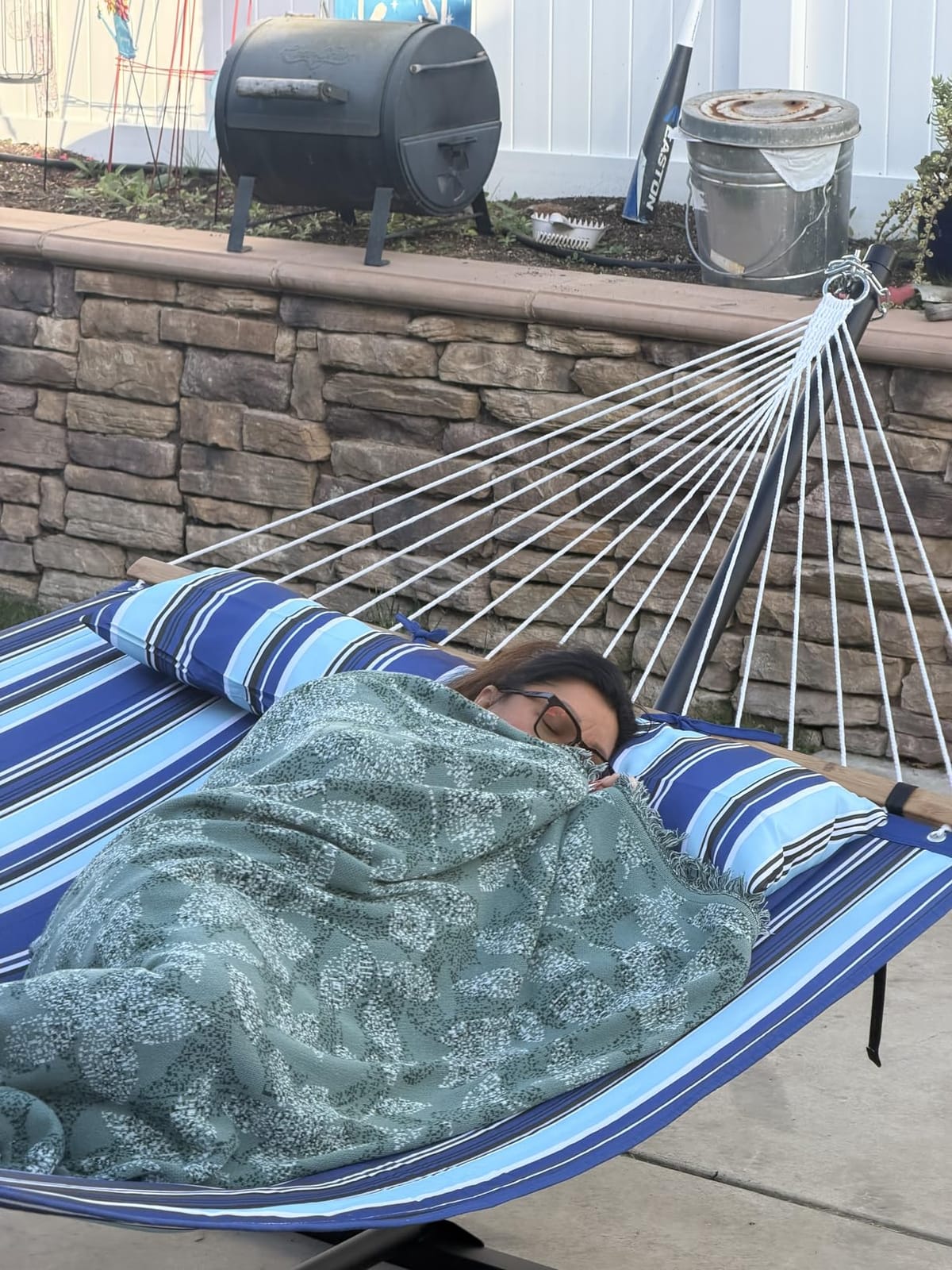 ANAGOO Double Hammock with Stand 500lbs Heavy Duty Outdoor Two Person White customer photo 2