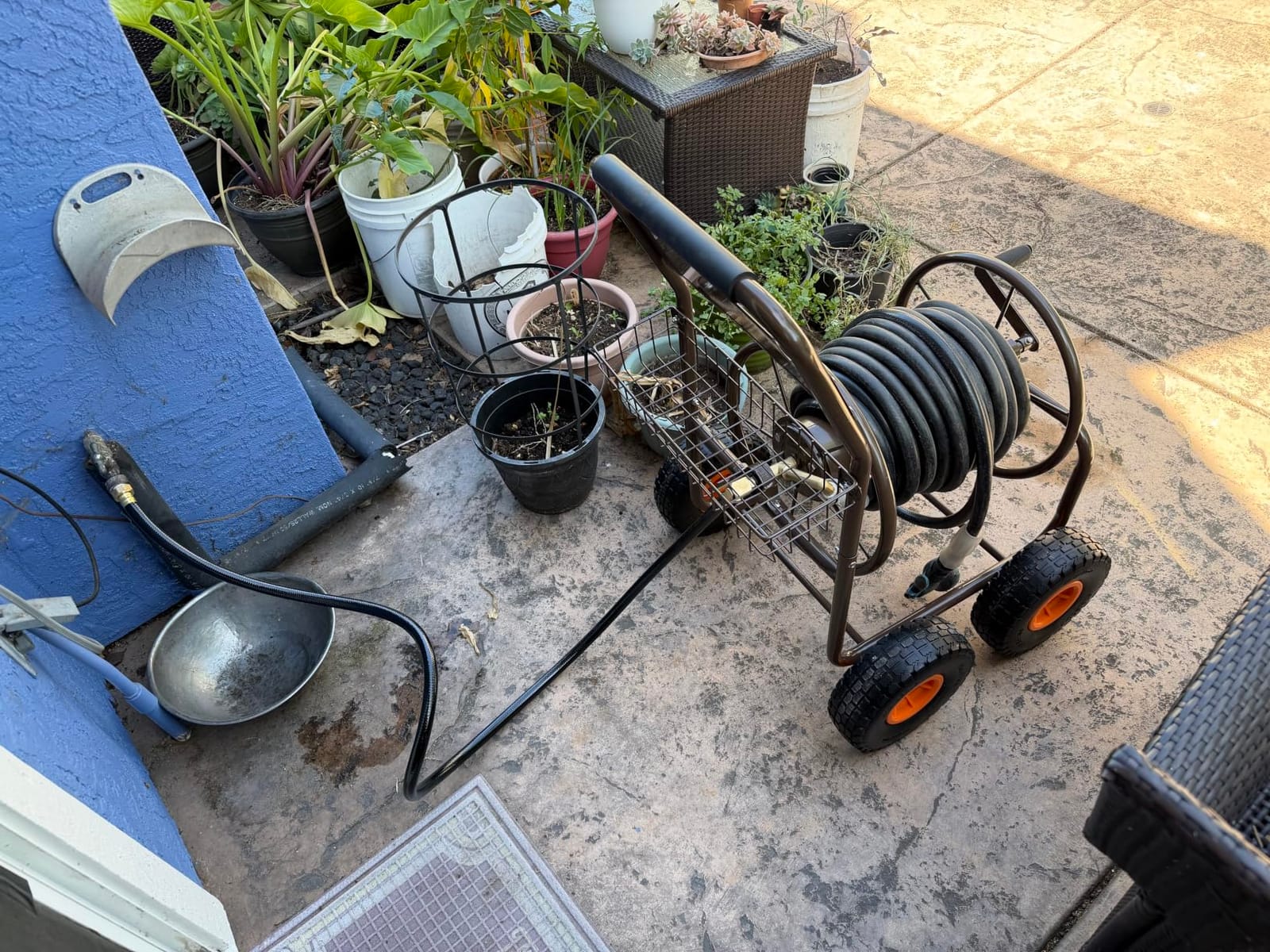 WERMAH Upgrade Hose Reel Cart, Garden Hose Cart 4 Wheels, Holds 300ft 5/8