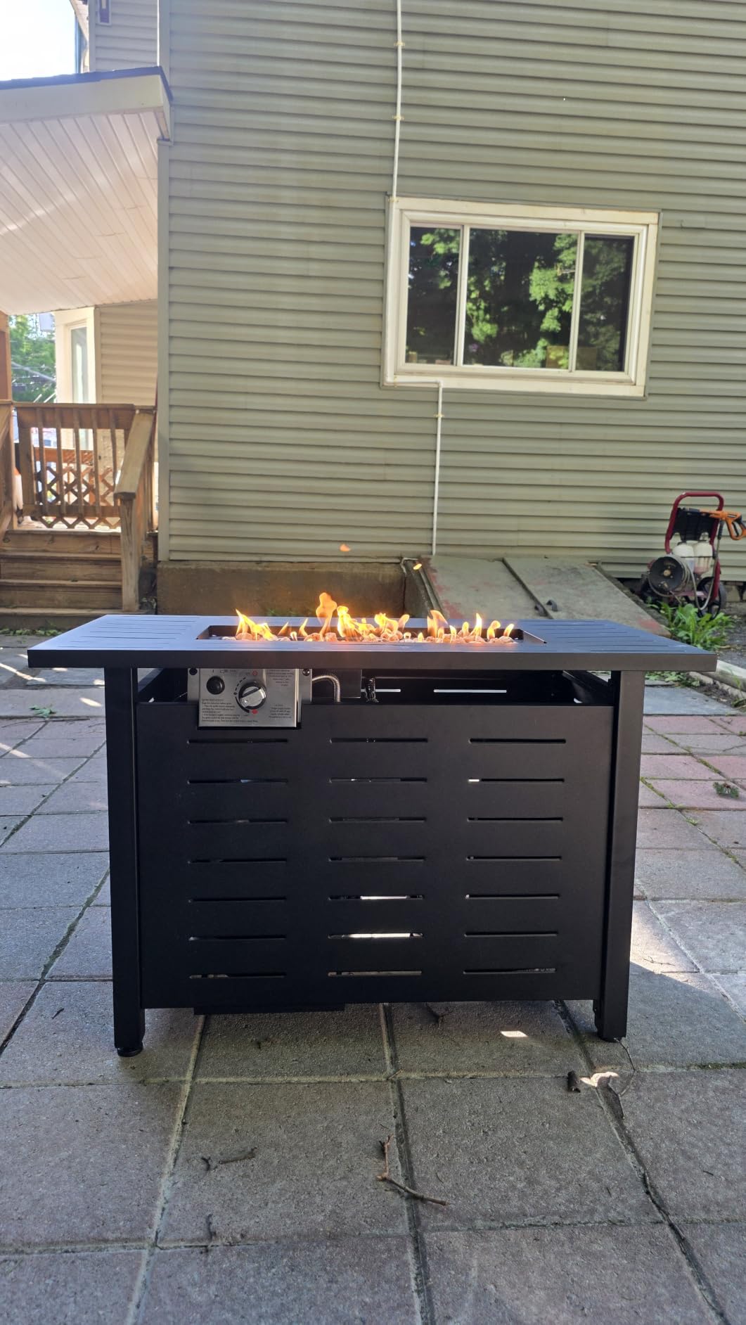 Aoxun 41 Inch Propane Fire Pit–50,000 BTU Gas Fire Pit Table with Removable Lid & Lava Rocks, Rectangle Firepit Table for Outside, Patio, Deck, Backyard, Black customer photo 2